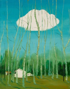 Guoqiang Ning Pittura a olio originale contemporanea "Piccola nuvola bianca"