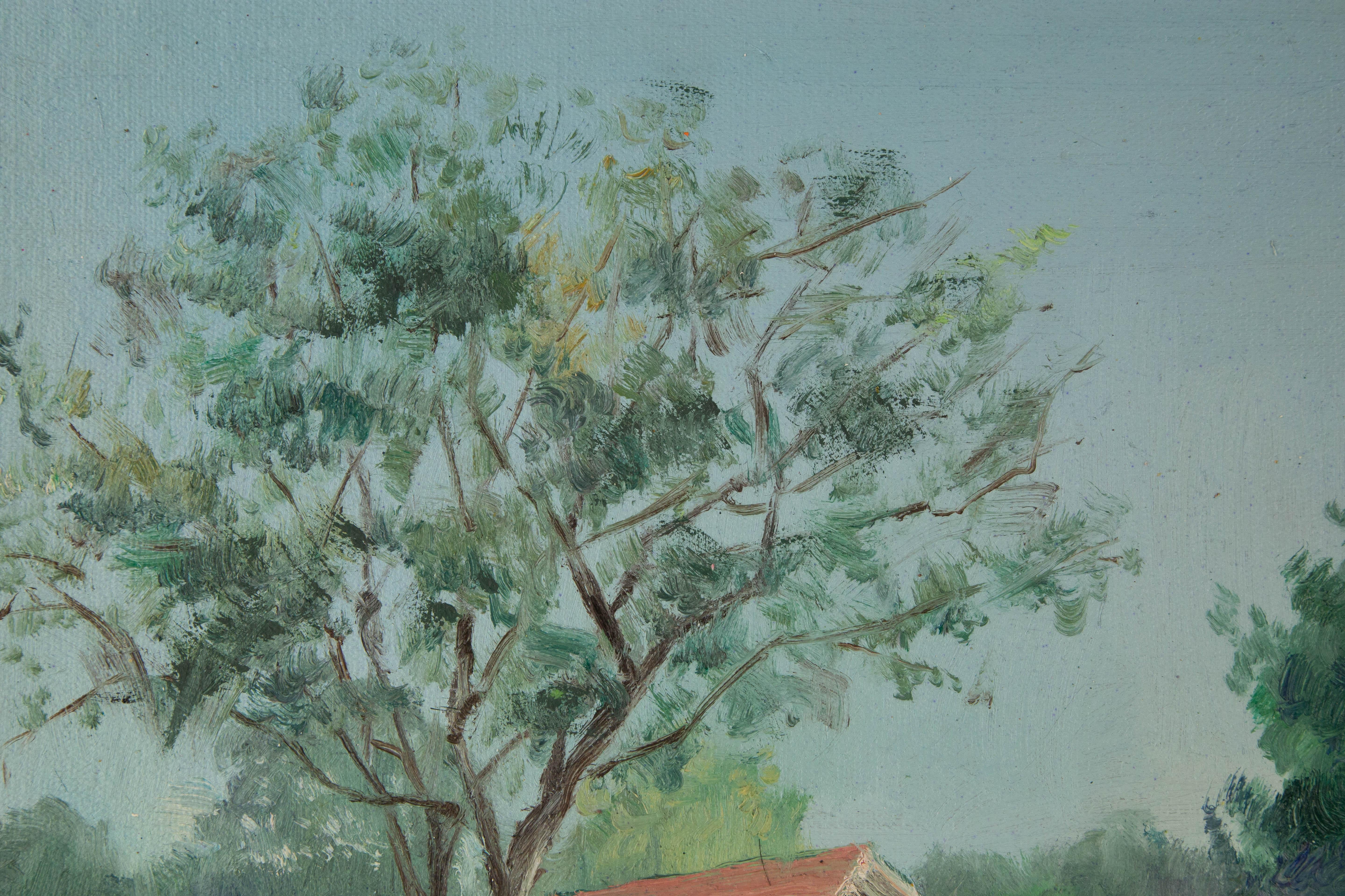 Huile impressionniste originale sur toile « A Corner Of The Park II » de Guoqiang Ning en vente 1