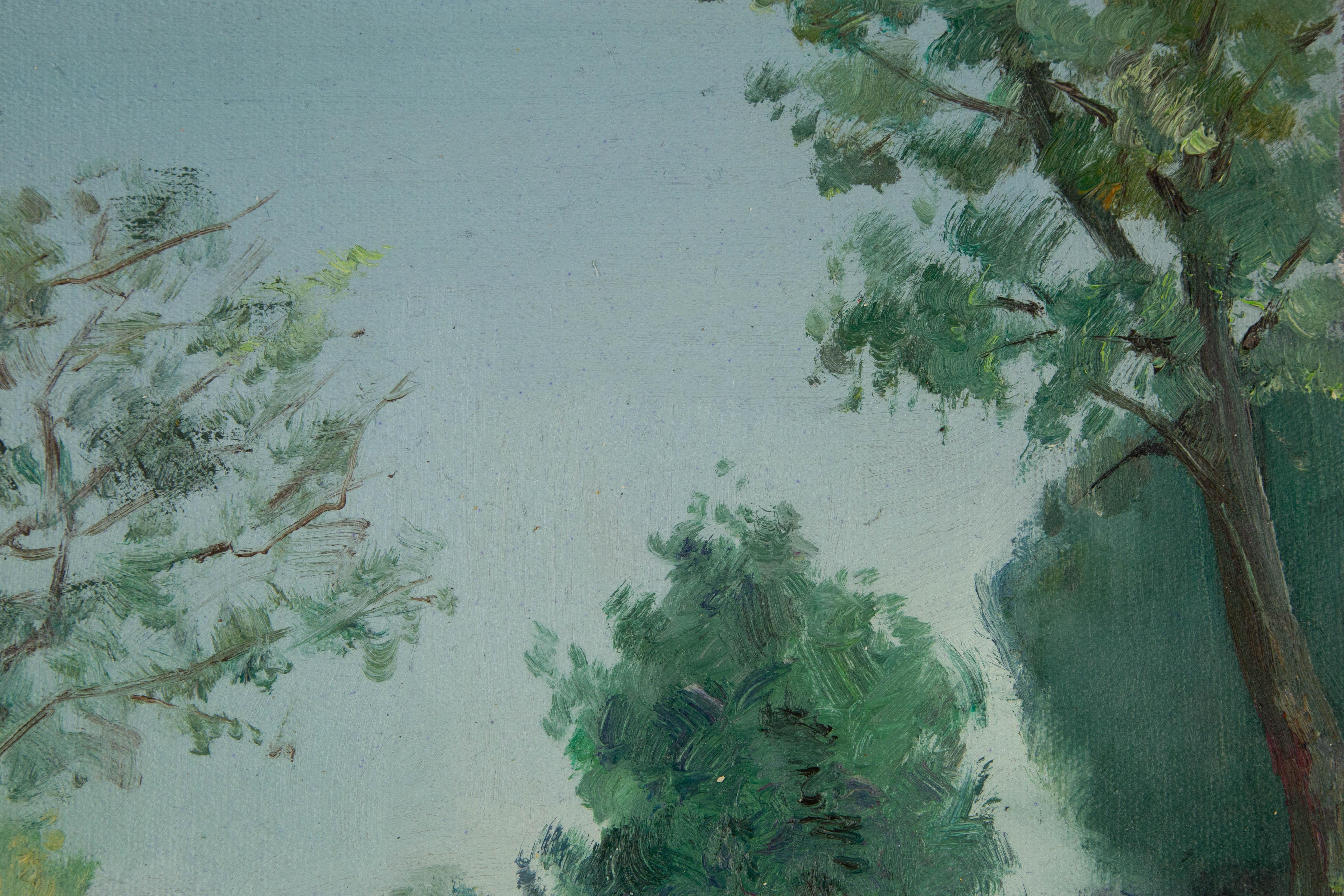 Huile impressionniste originale sur toile « A Corner Of The Park II » de Guoqiang Ning en vente 3