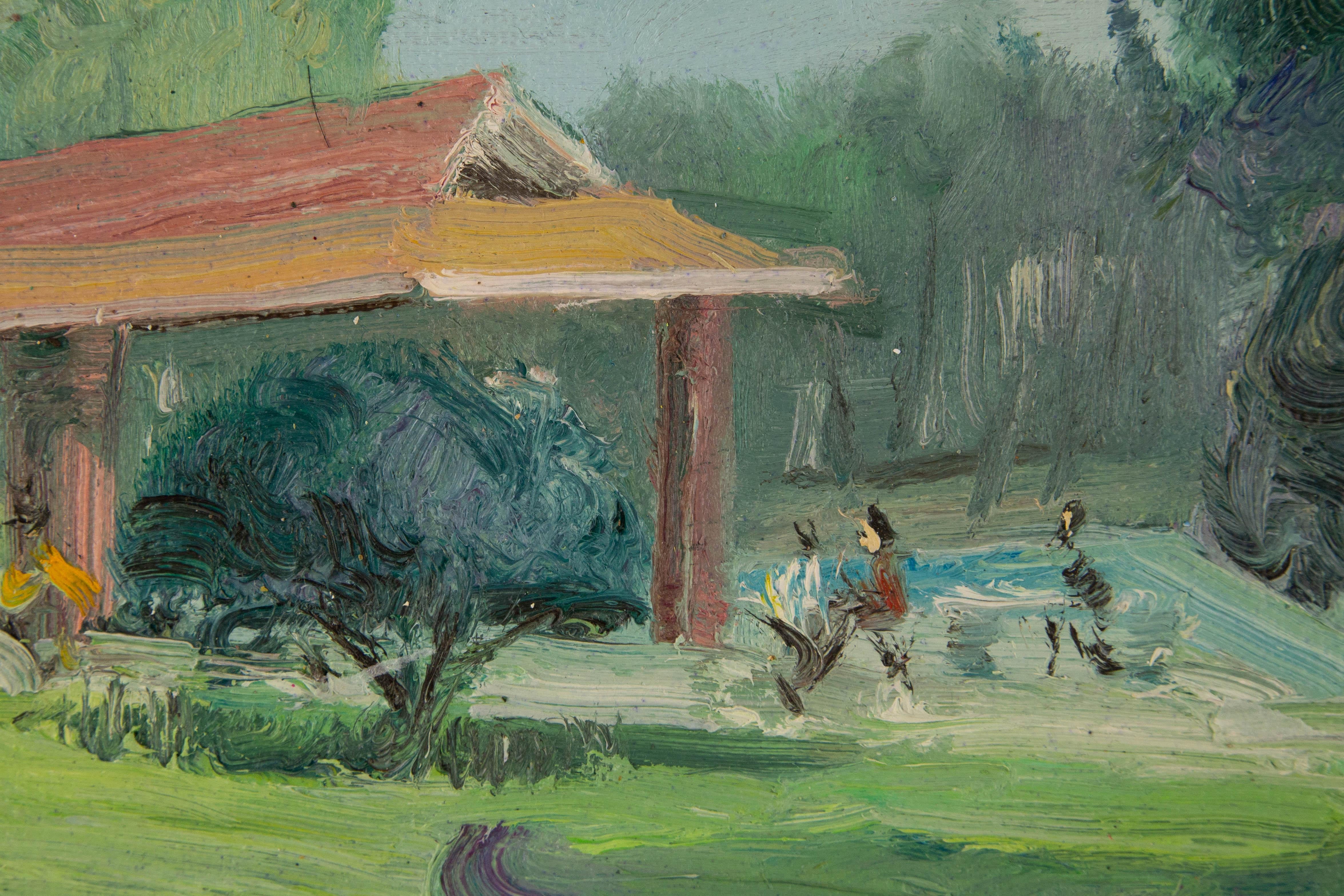 Huile impressionniste originale sur toile « A Corner Of The Park II » de Guoqiang Ning en vente 5