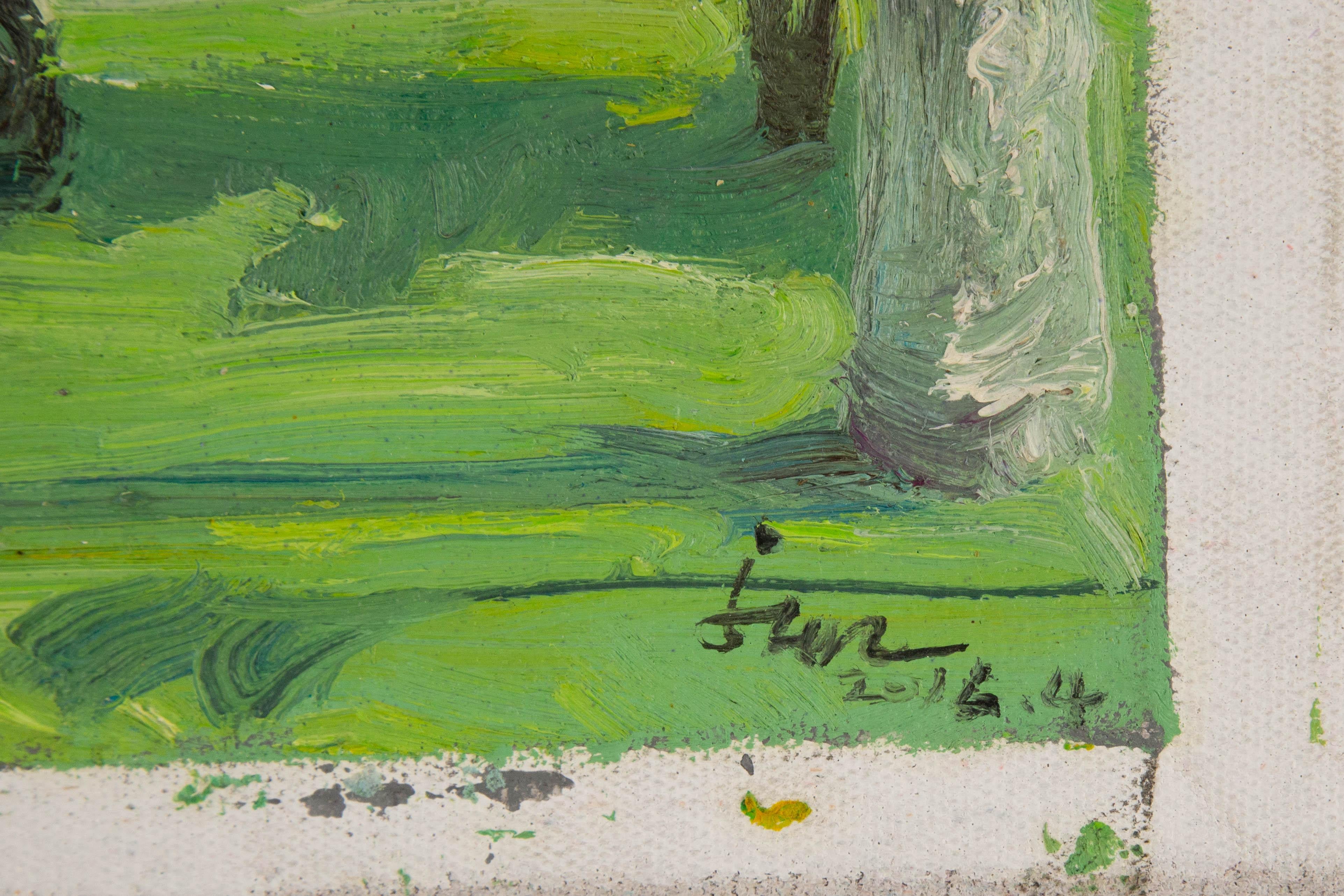 Huile impressionniste originale sur toile « A Corner Of The Park II » de Guoqiang Ning en vente 6