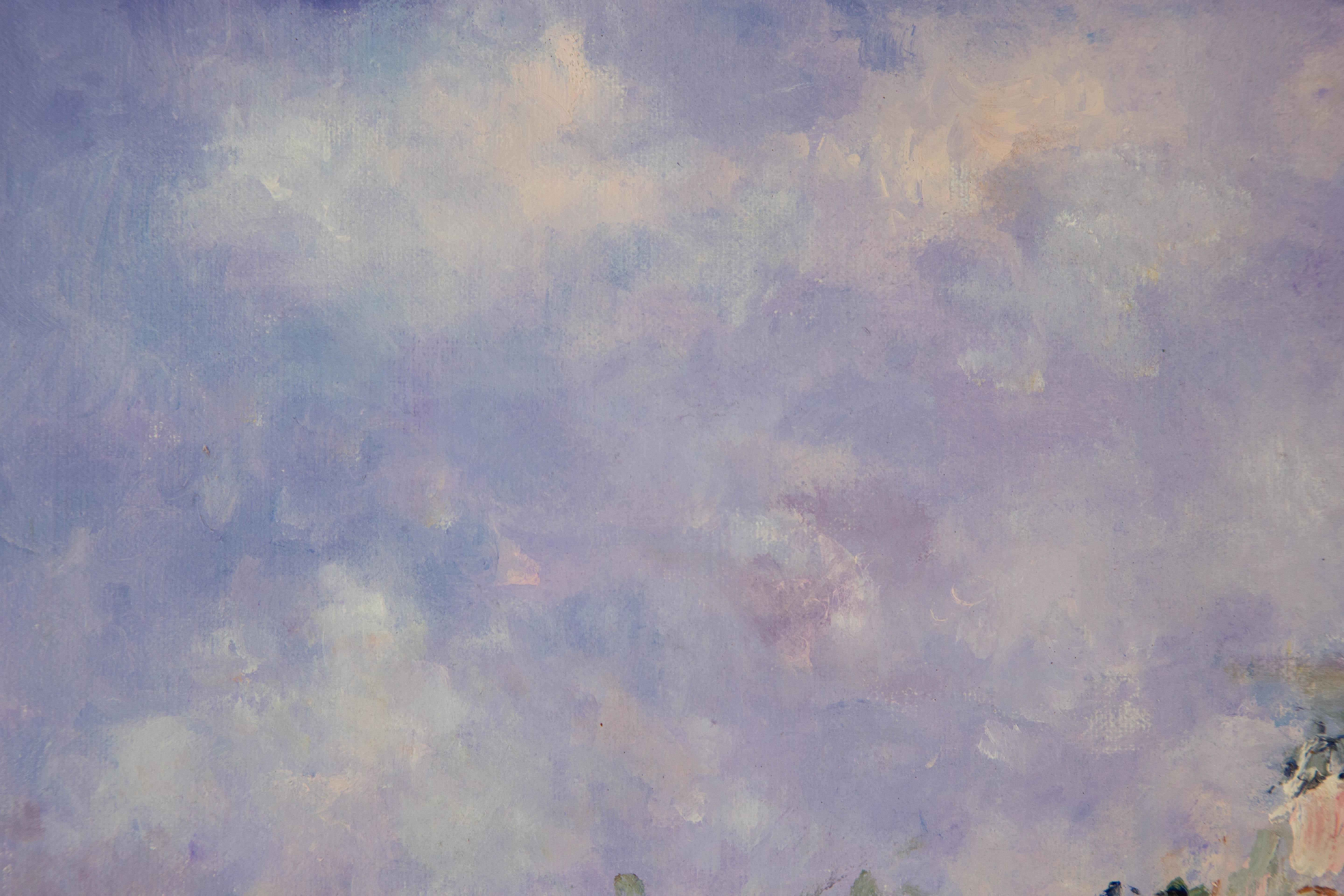 Guoqiang Ning Impressionistisches Original Ölgemälde auf Leinwand „Purple Rhythm“ von Guoqiang Ning im Angebot 1