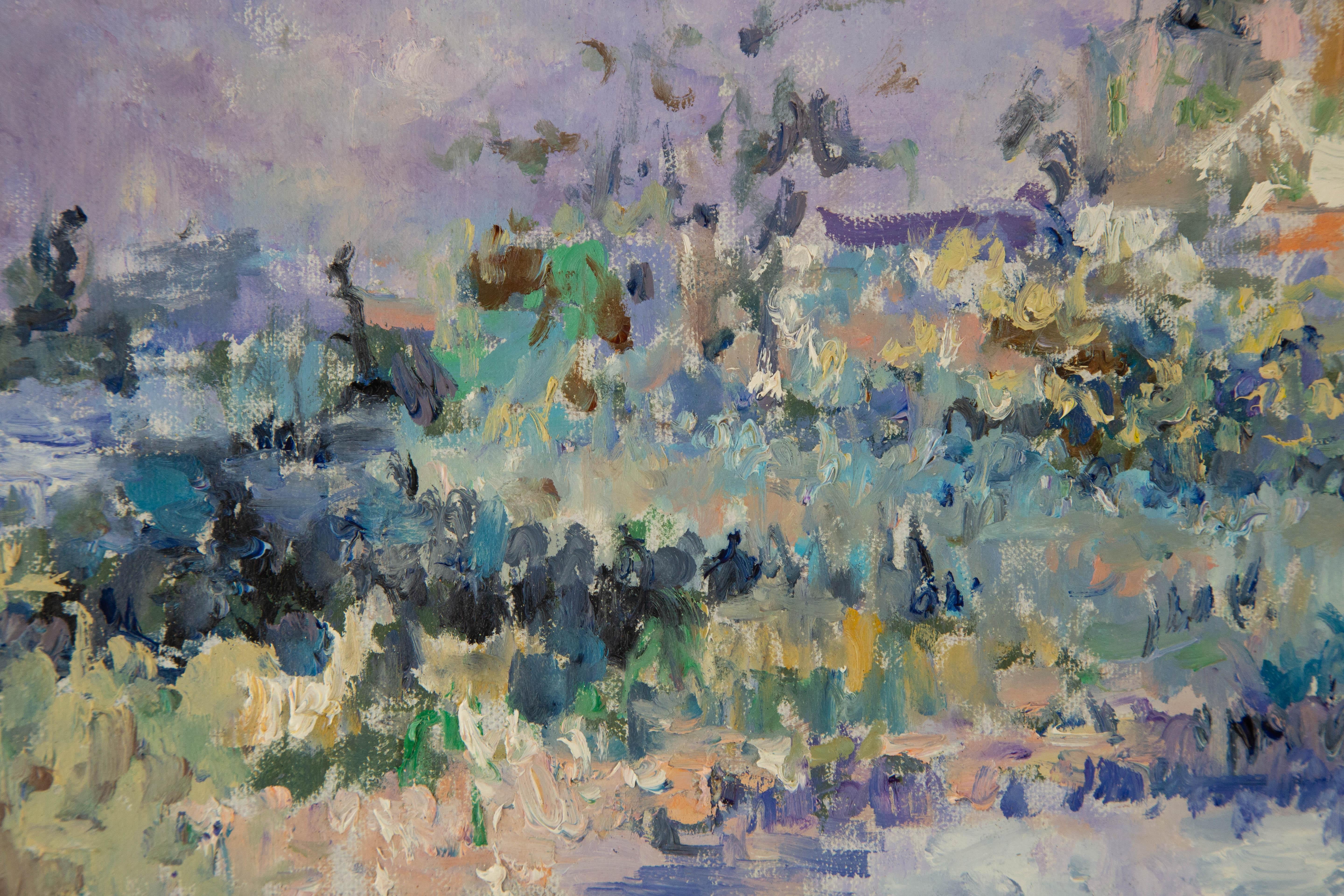 Guoqiang Ning Impressionistisches Original Ölgemälde auf Leinwand „Purple Rhythm“ von Guoqiang Ning im Angebot 2