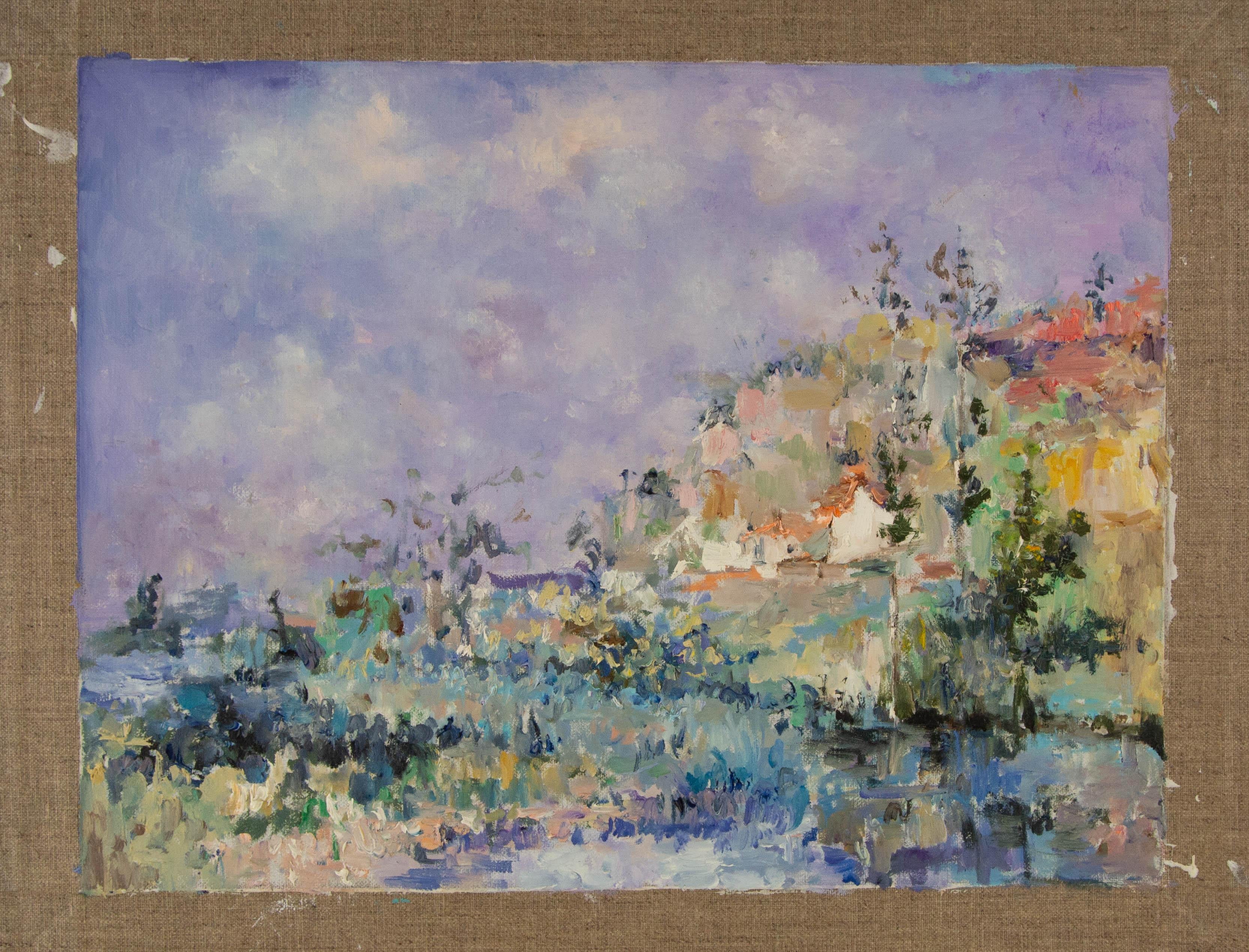 Guoqiang Ning Impressionistisches Original Ölgemälde auf Leinwand „Purple Rhythm“ von Guoqiang Ning im Angebot 7