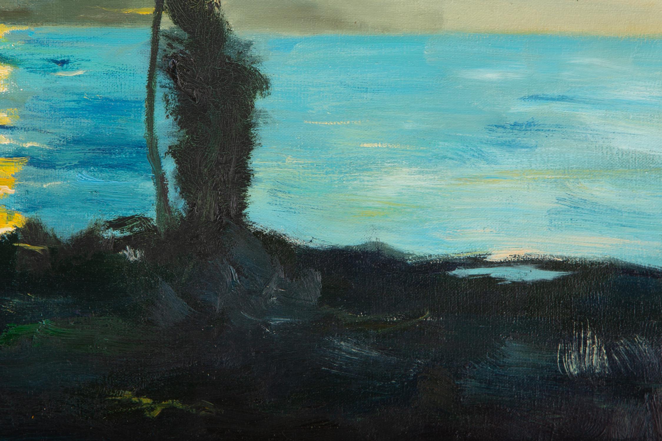 Impressionistisches Original-Ölgemälde auf Leinwand „Der Sonnenuntergang“ von Guoqiang Ning im Angebot 2