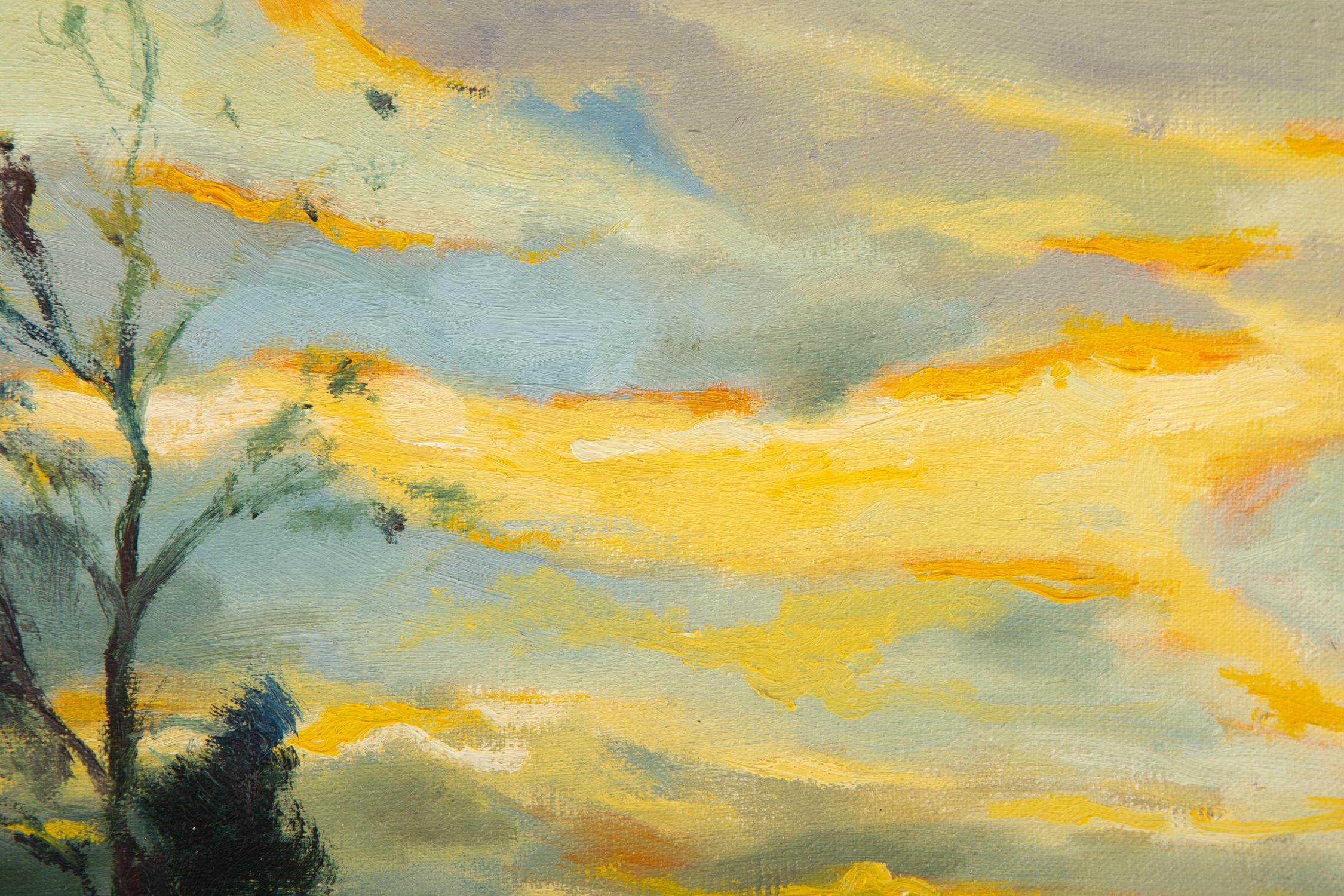 Impressionistisches Original-Ölgemälde auf Leinwand „Der Sonnenuntergang“ von Guoqiang Ning im Angebot 3