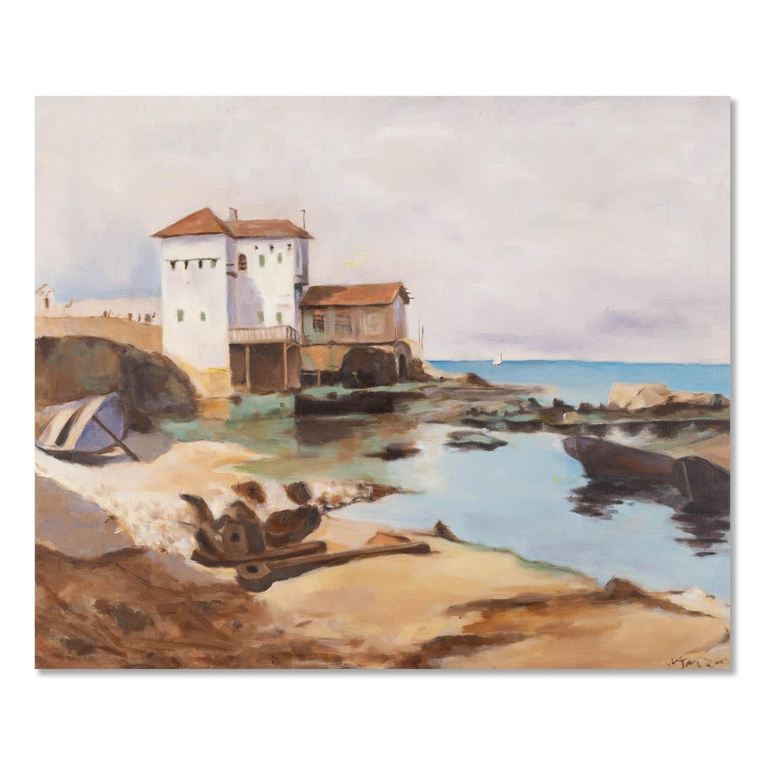  Title: By The Water
 Medium: Oil on canvas
 Size: 19 x 23 inches
 Frame: Framing options available!
 Condition: The painting appears to be in excellent condition.
 
 Year: 2000 Circa
 Artist: Guoqiang Ning
 Signature: 
 Signature Location: 
