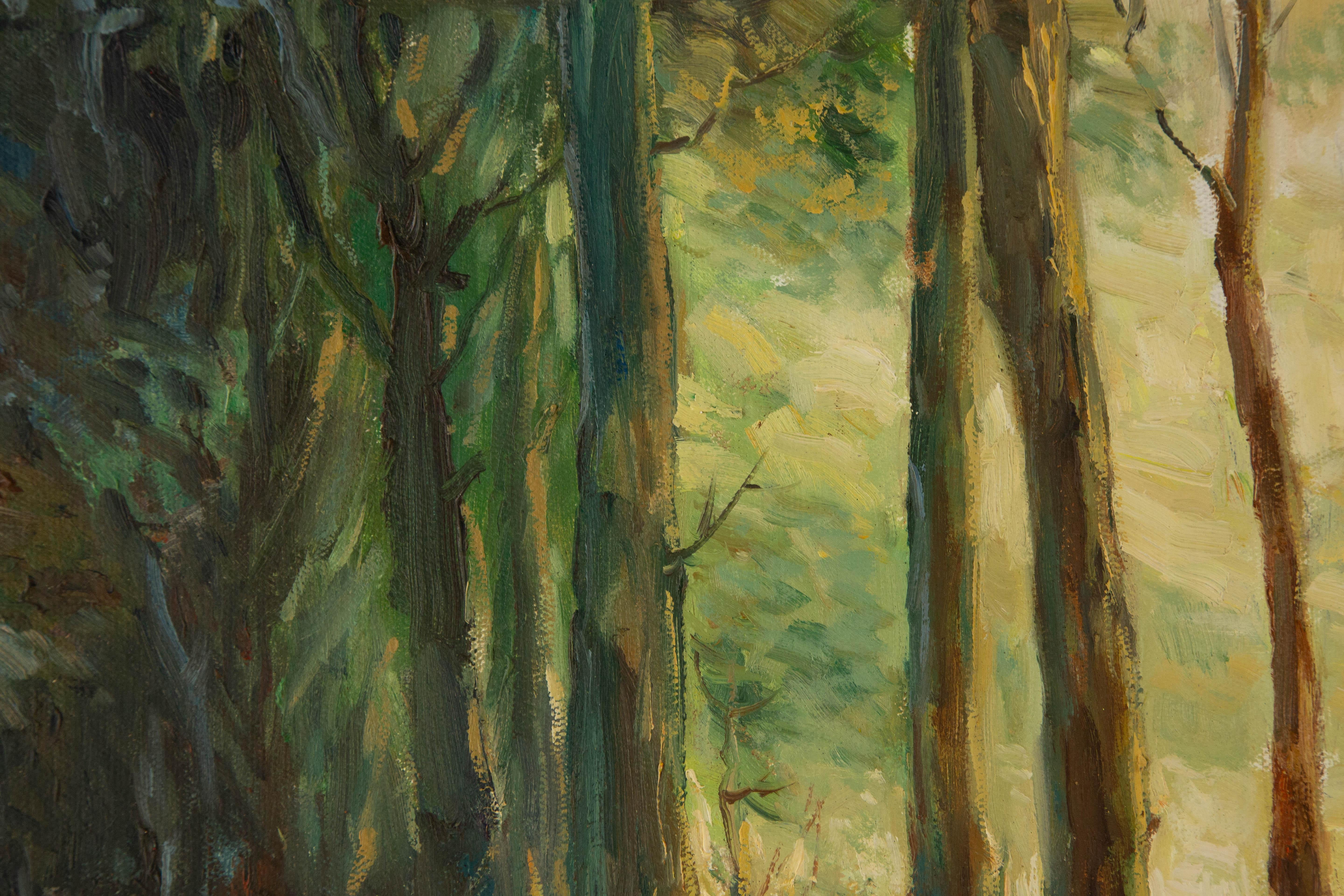 Peinture à l'huile impressionniste originale « Fontaines - Lumière » de Guoqiang Ning en vente 1
