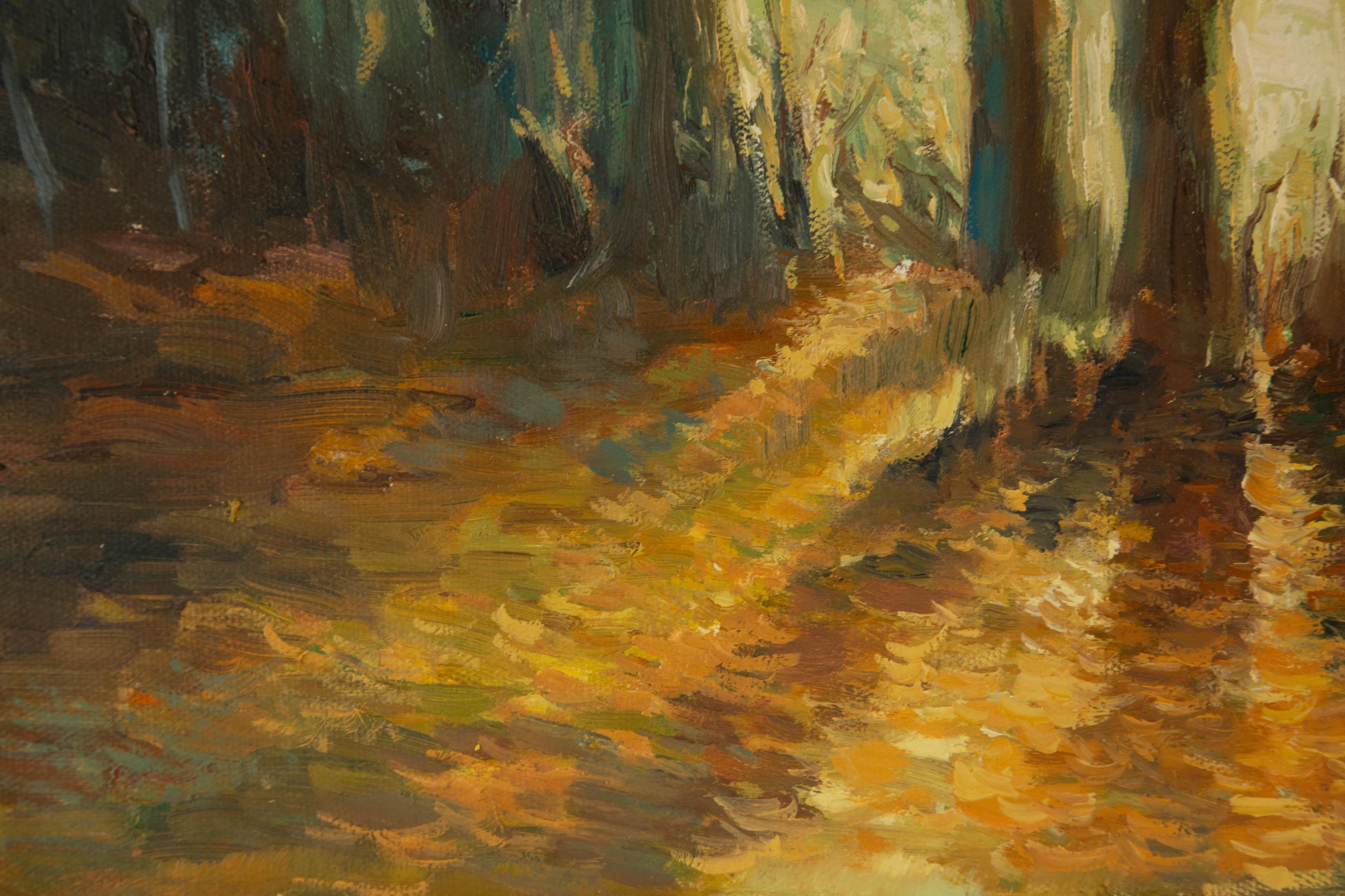 Peinture à l'huile impressionniste originale « Fontaines - Lumière » de Guoqiang Ning en vente 2