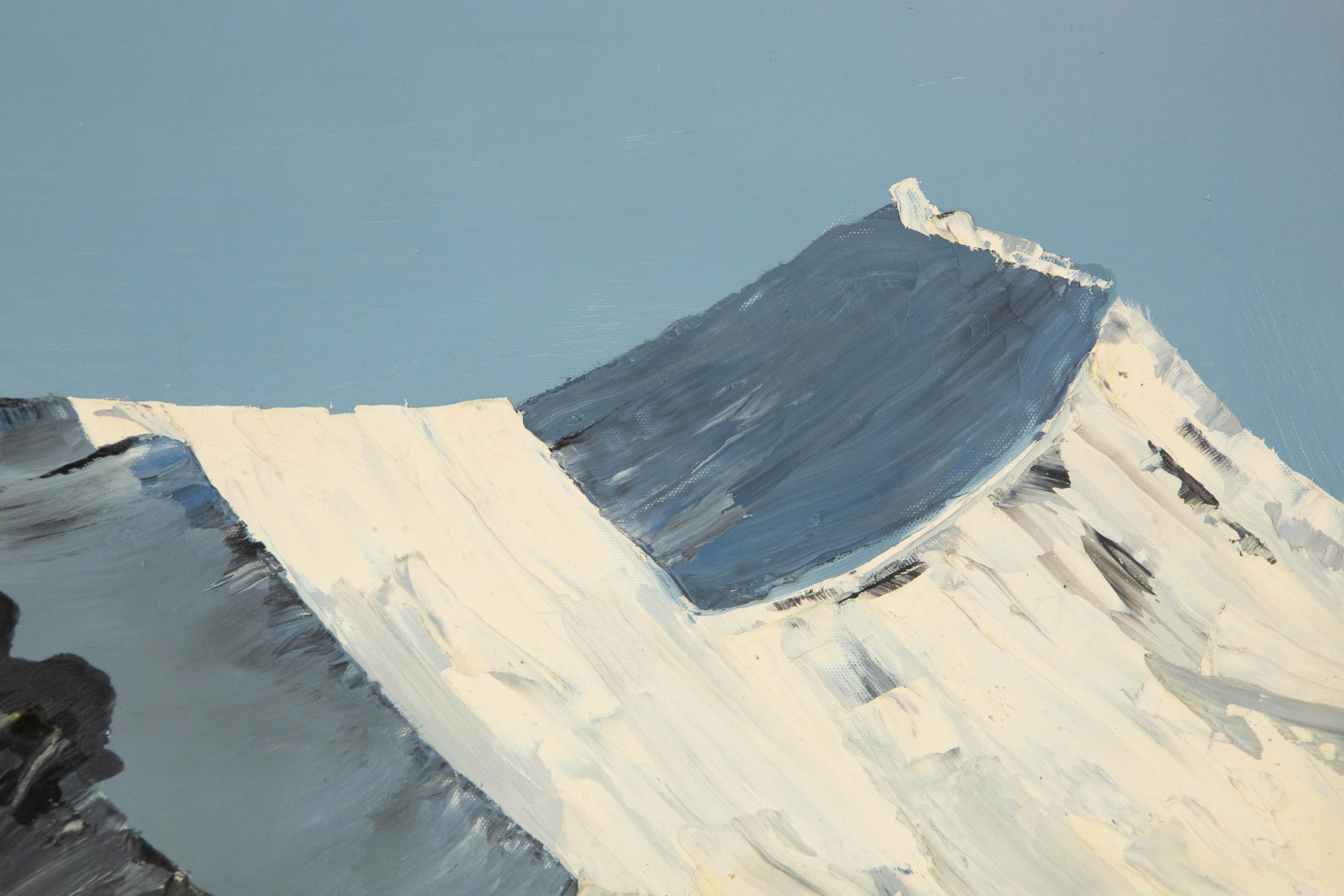 Guoqiang Ning Landschaft, Original, Ölgemälde auf Leinwand, „Schnow Mountain“ im Angebot 4