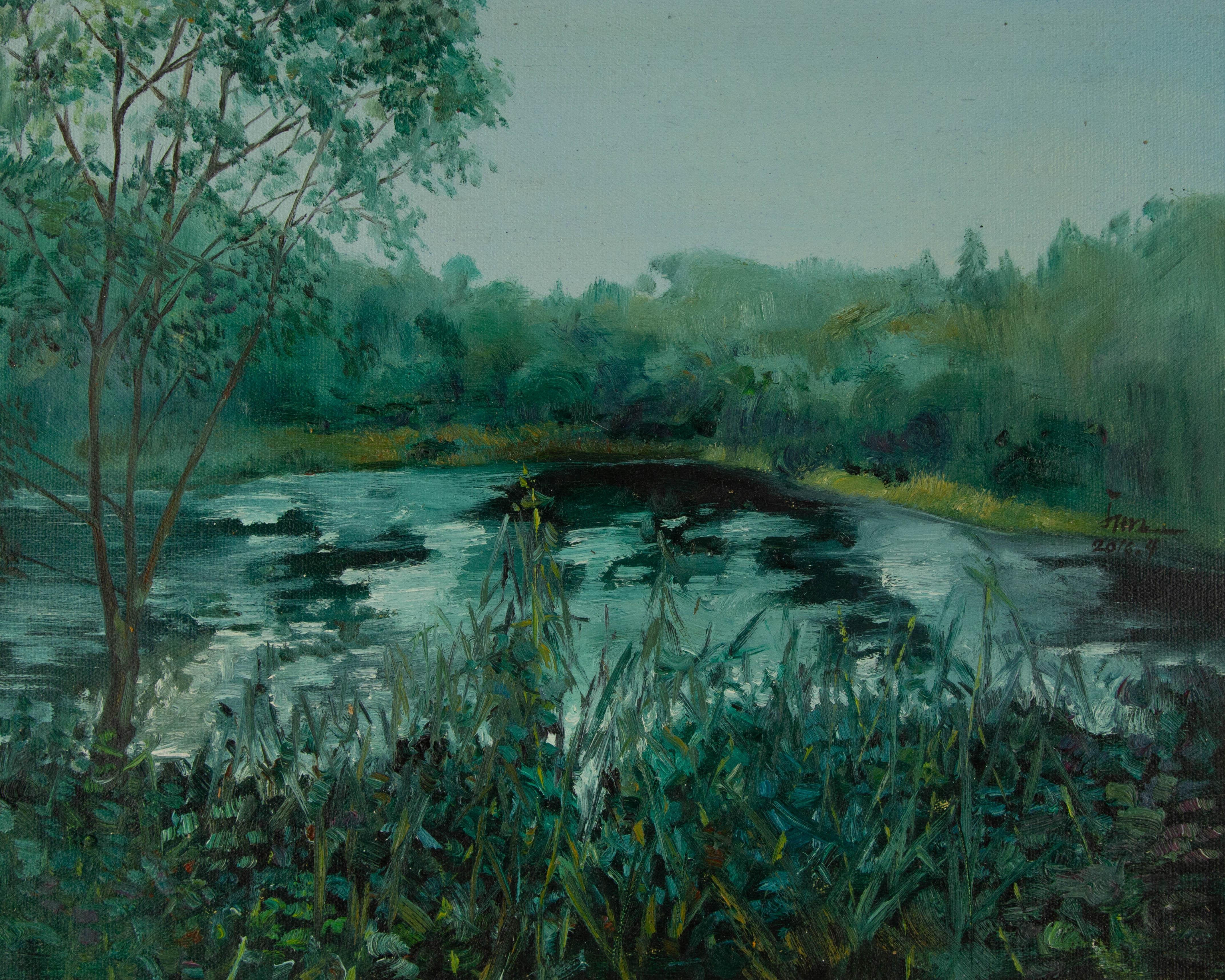 Guoqiang Ning Landscape Original Oil Painting "A Corner Of The Park III"