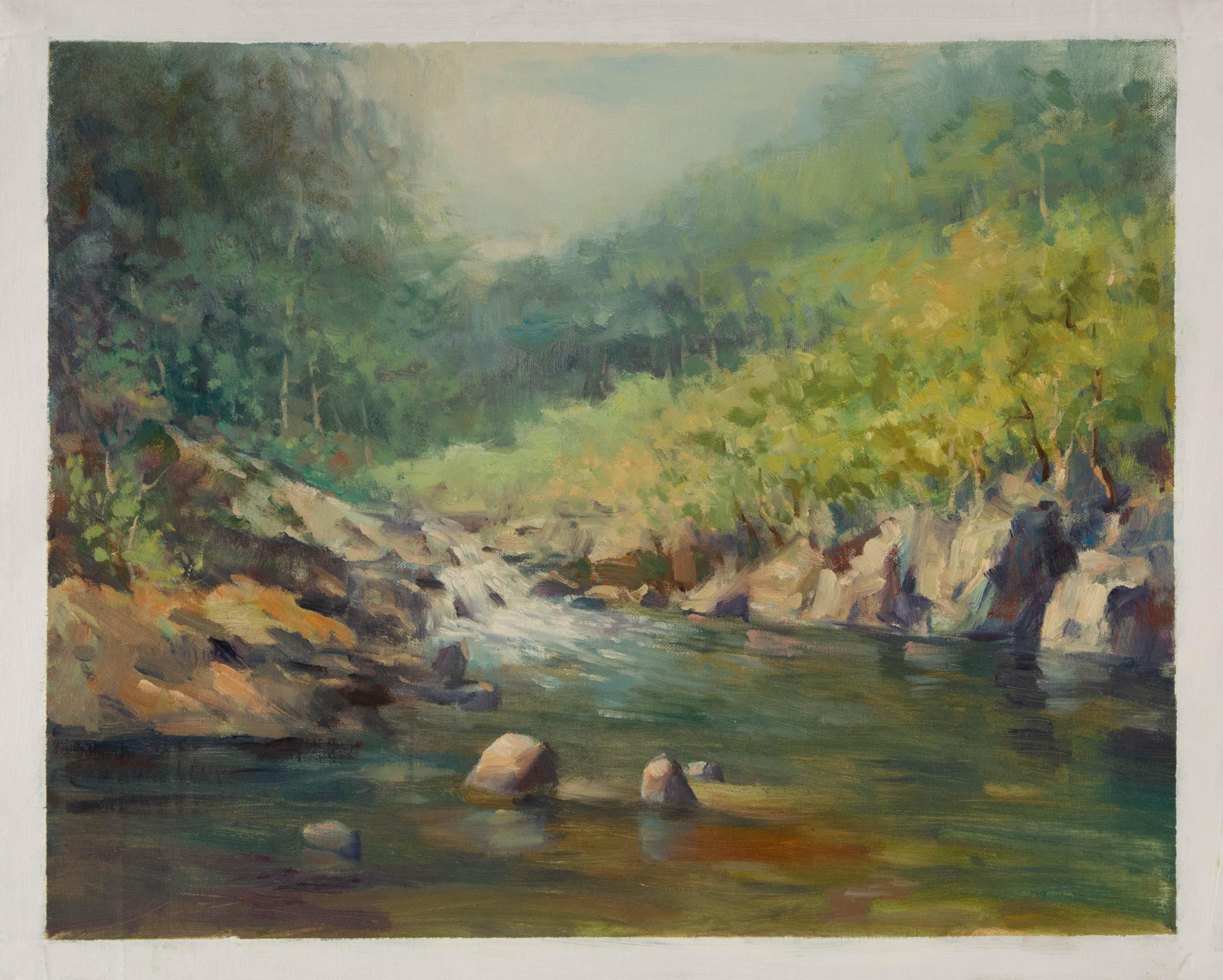 Original Ölgemälde „Brunnen II“, Guoqiang Ning Landschaft, Guoqiang Ning, Original im Angebot 7