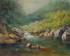 Guoqiang Ning Landscape Original Oil Painting "Mountains II"