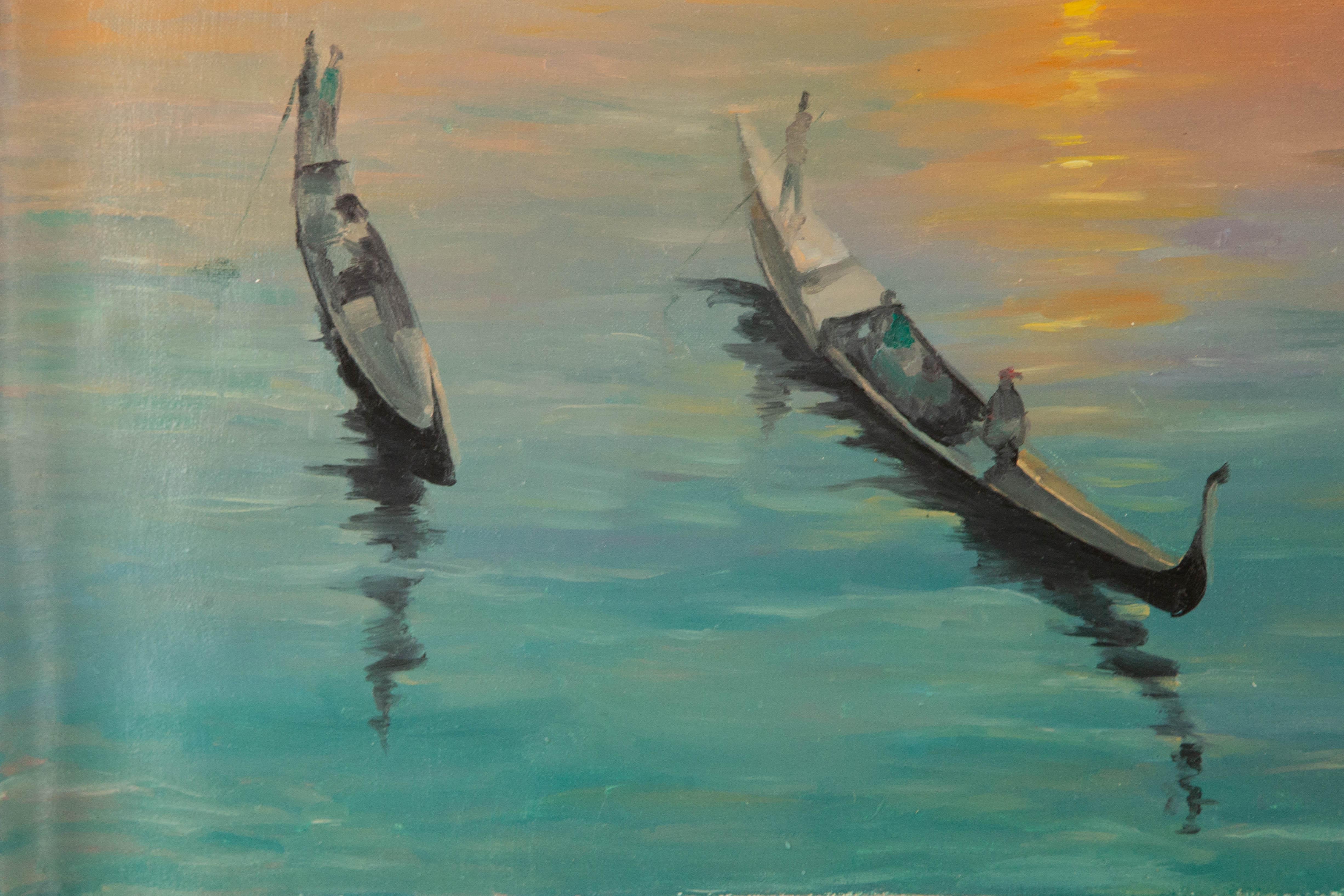 Guoqiang Ning Waterscape Original Oil On Canvas 