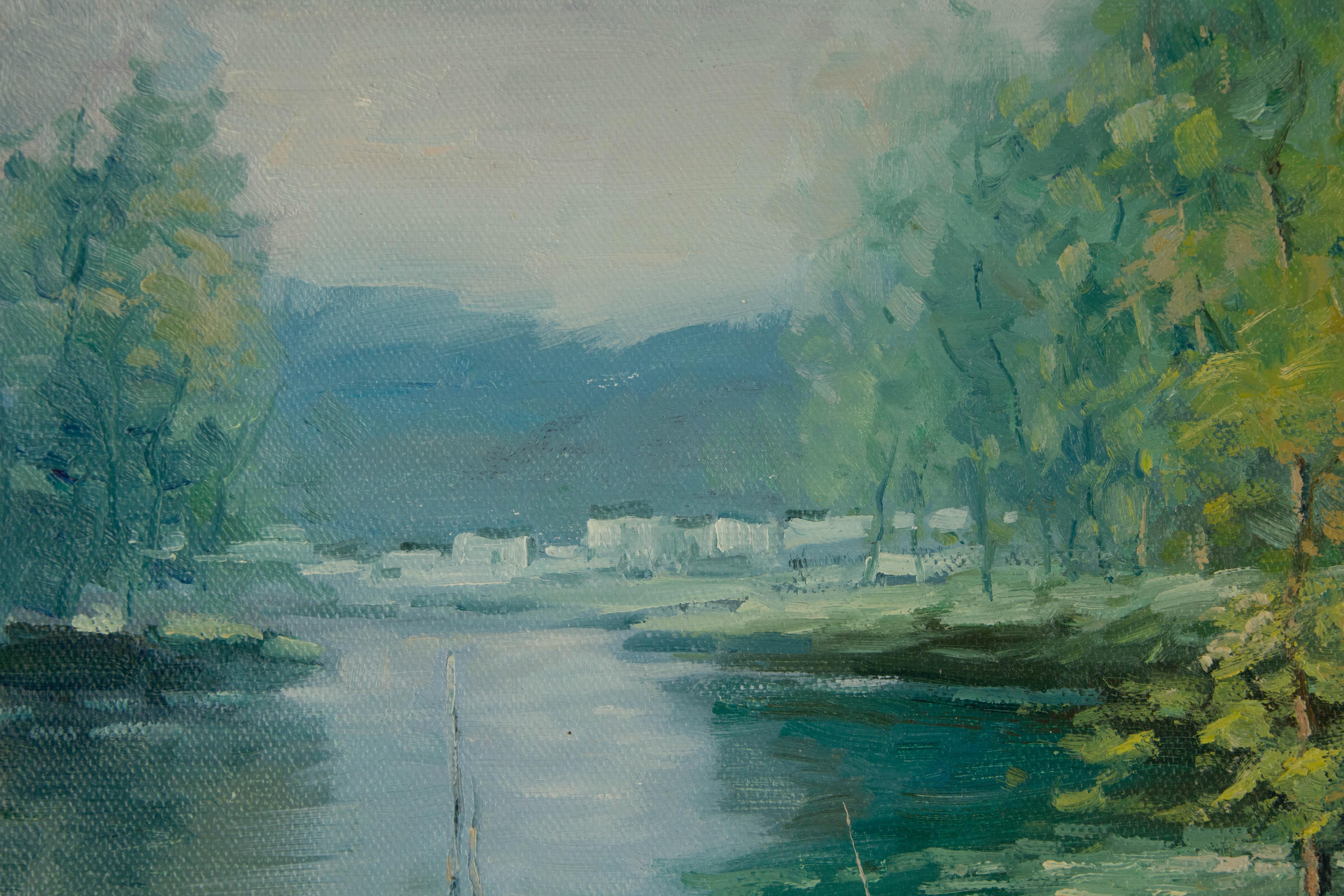 Guoqiang Ning Wasserlandschaft Original Ölgemälde 