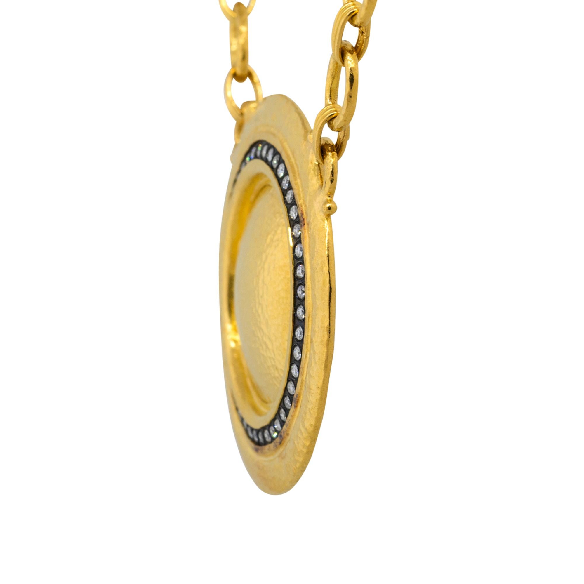 Round Cut Gurhan 1ctw Diamond Round Medallion Necklace 24 Karat in Stock