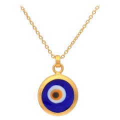 GURHAN 22-24 Karat Hammered Yellow Gold Evil Eye Pendant Necklace