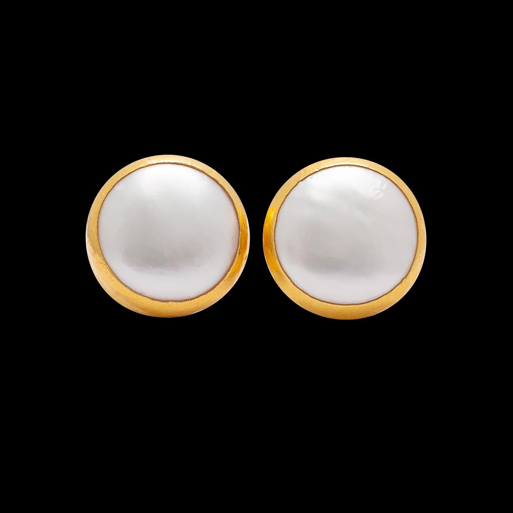 Uncut Gurhan 22 Karat Gold and Pearl Earrings