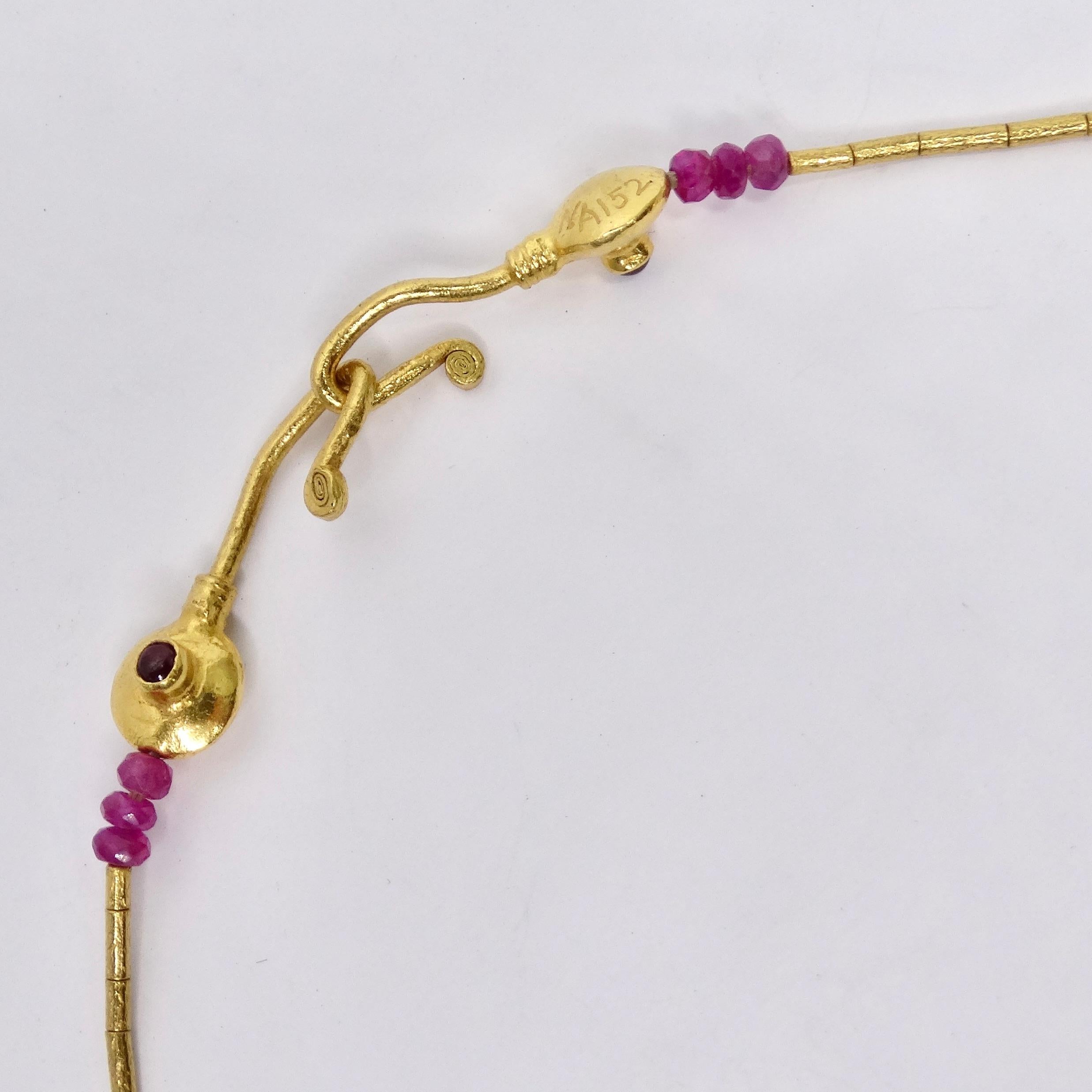 Gurhan 22k Gold Rubin Lentil Halskette (Kugelschliff) im Angebot