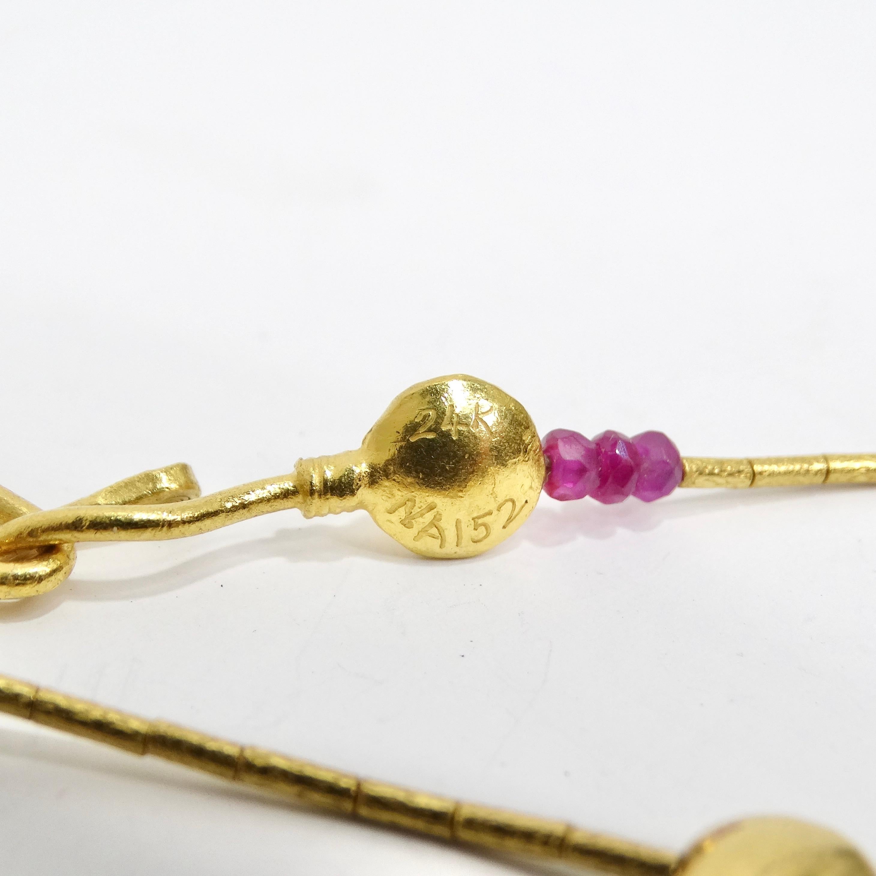 Ball Cut Gurhan 22k Gold Ruby Lentil Necklace For Sale