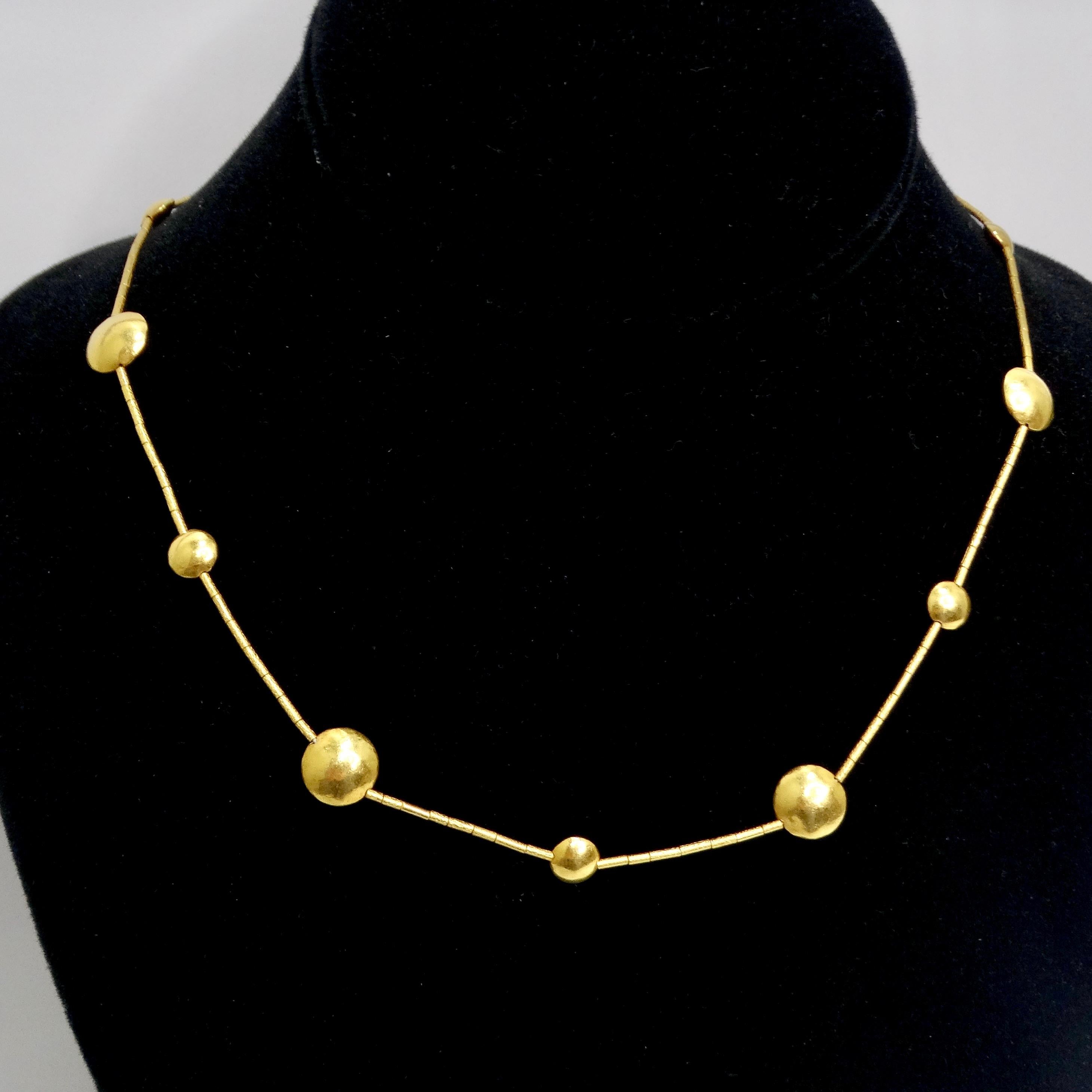 Women's or Men's Gurhan 22k Gold Ruby Lentil Necklace For Sale