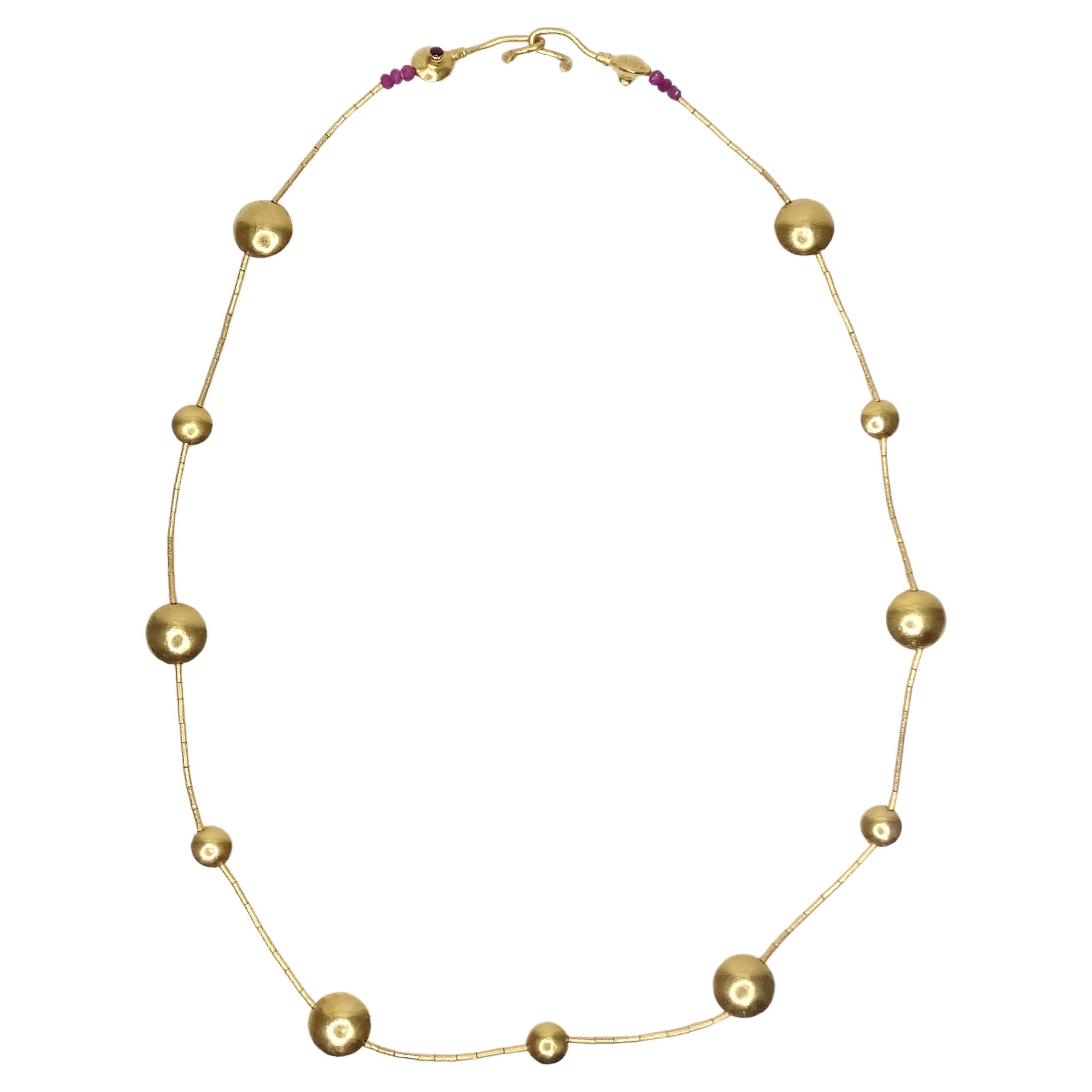 Gurhan 22k Gold Ruby Lentil Necklace For Sale