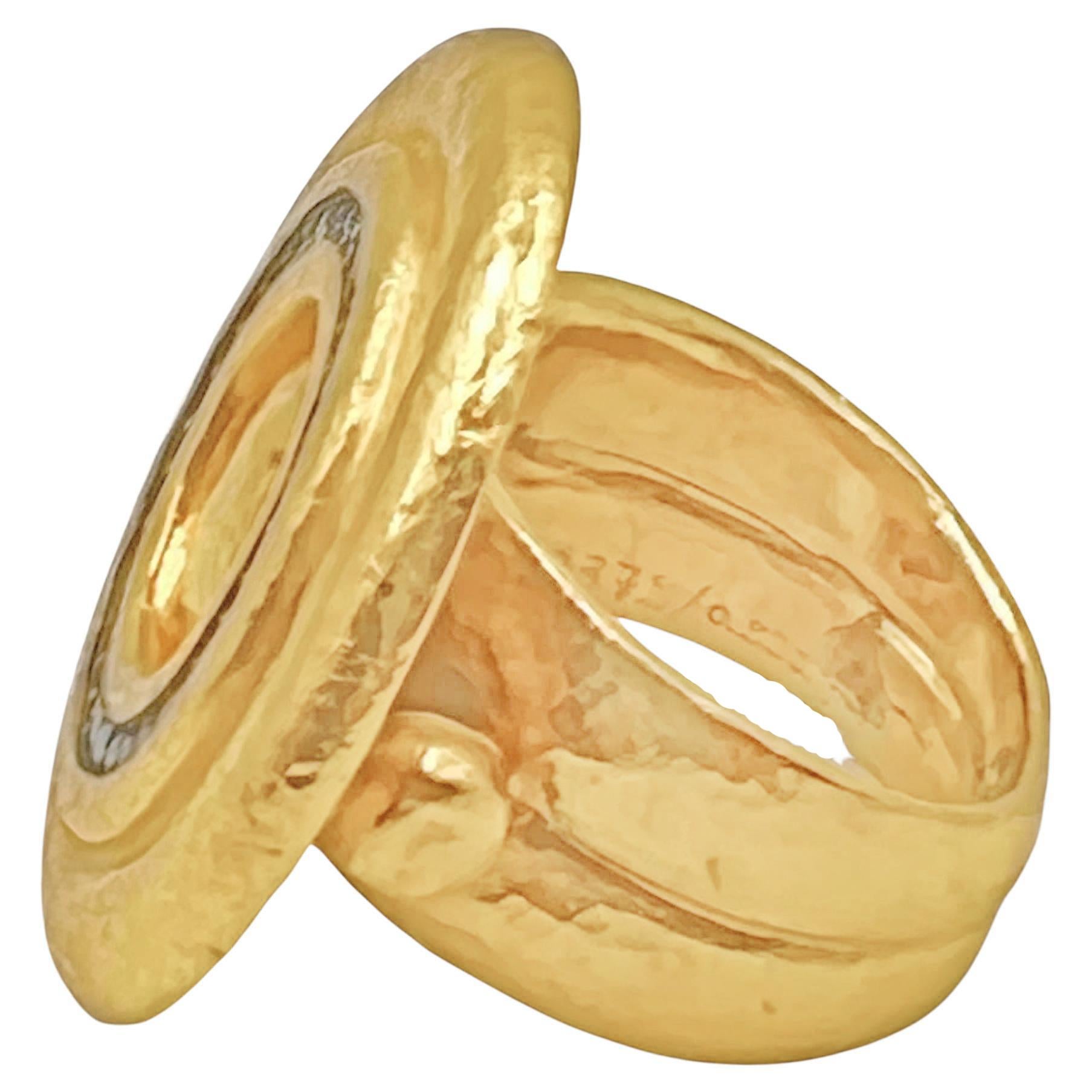 Brilliant Cut Gurhan 22k Yellow Gold Diamond Moon Beam Ring For Sale