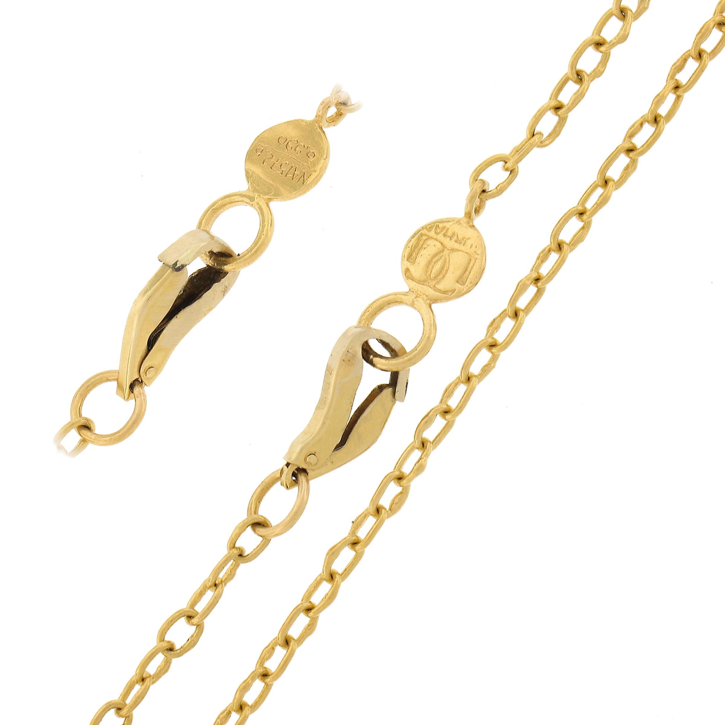 Gurhan 23K Yellow Gold Carved Rose Quartz & Diamond Cross Pendant w/ Cable Chain For Sale 2
