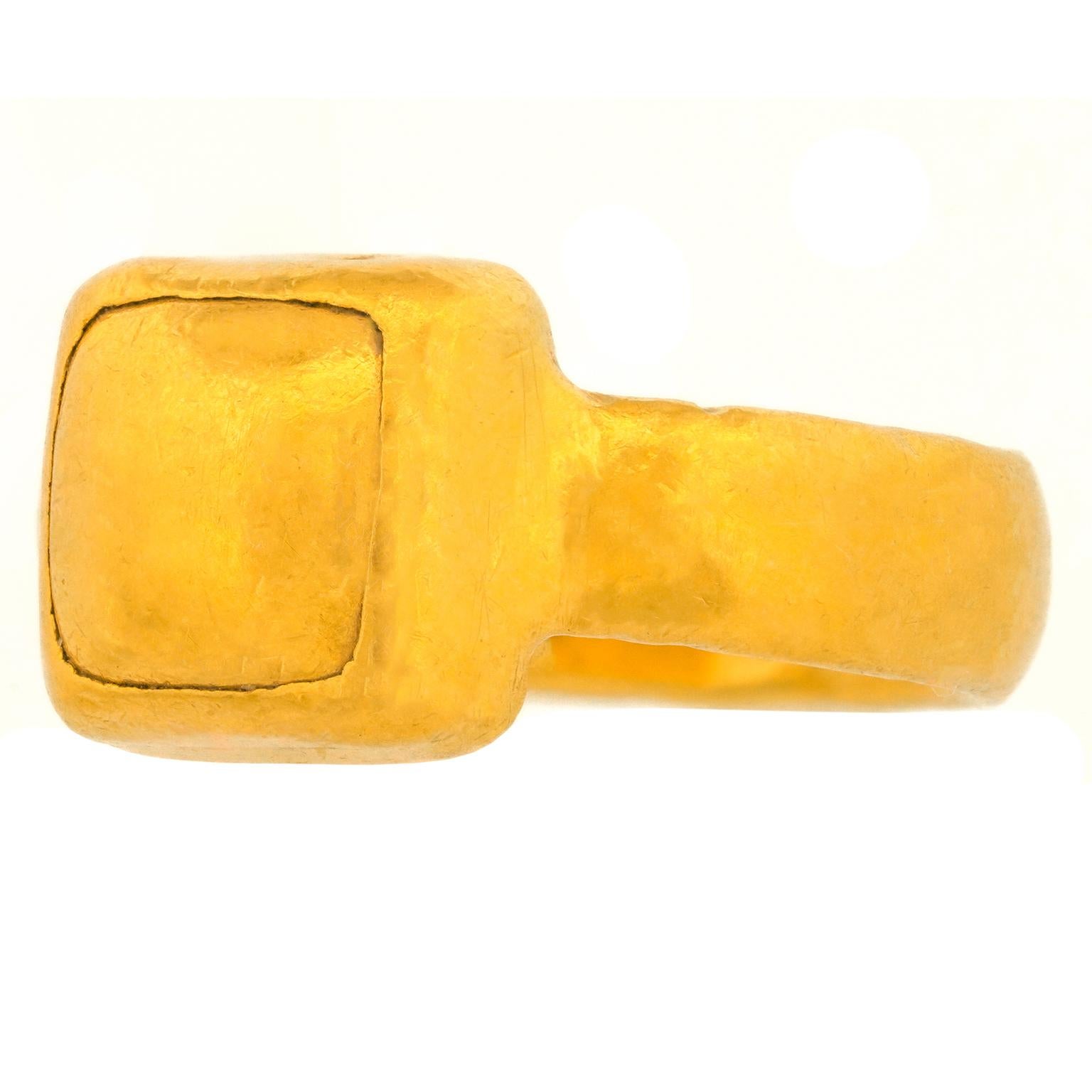 Modernist Gurhan 24 Carat Hand Hammered Gold Ring