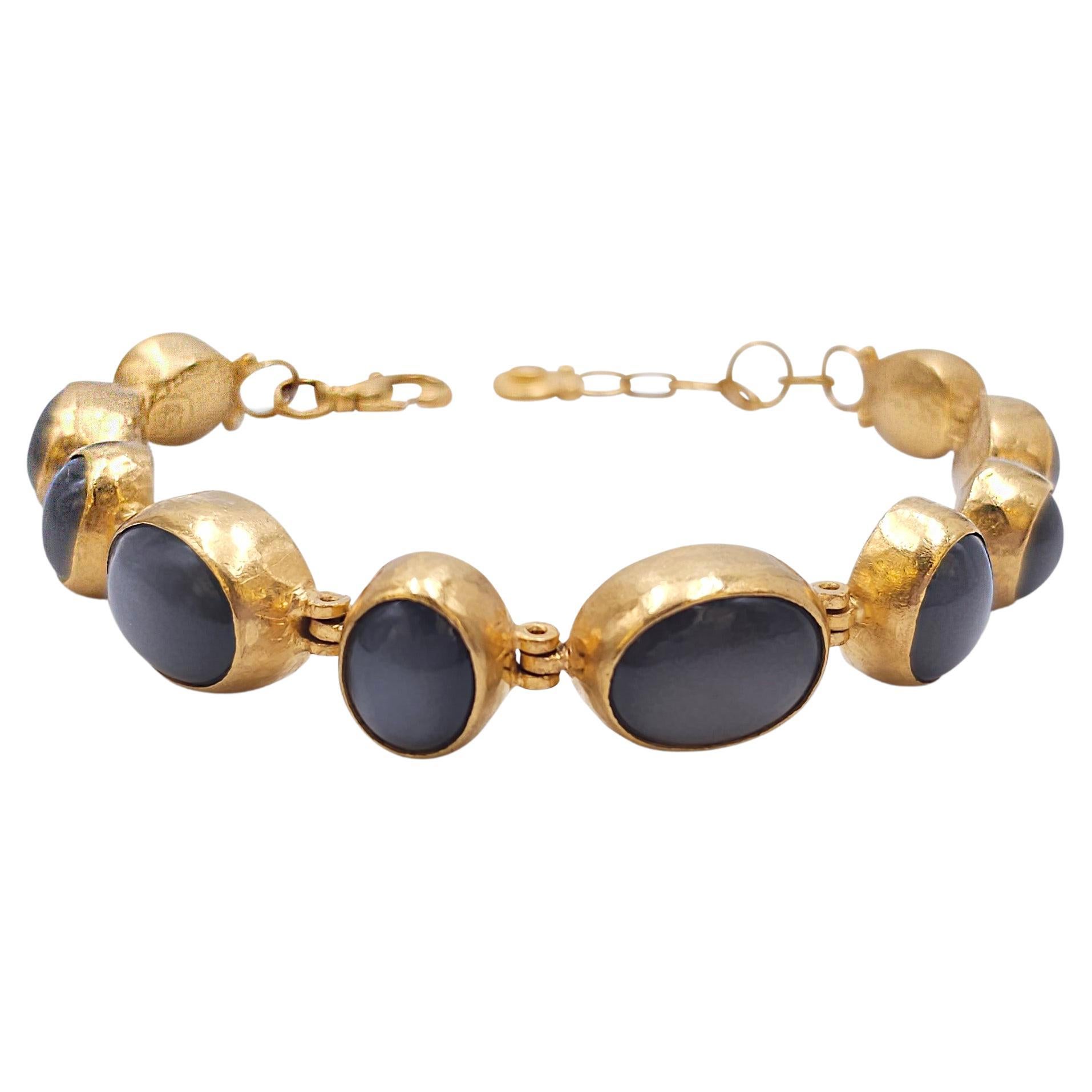 Gurhan 24 Karat Gold and Black Moonstone Bracelet