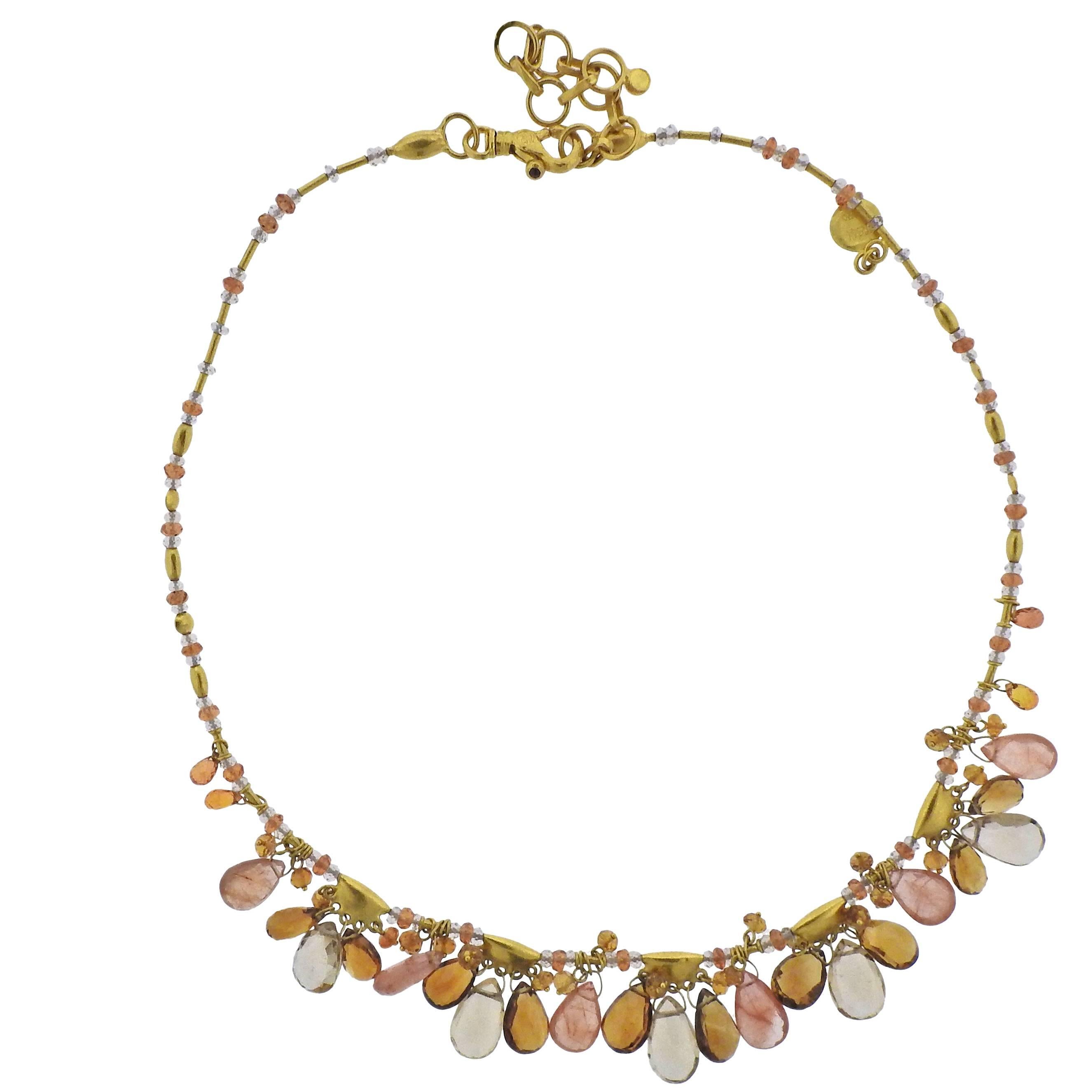 Gurhan 24 Karat Gold Confetti Multi Gemstone Necklace