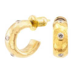 Gurhan 24 Karat Gold Diamond Hoop Earring