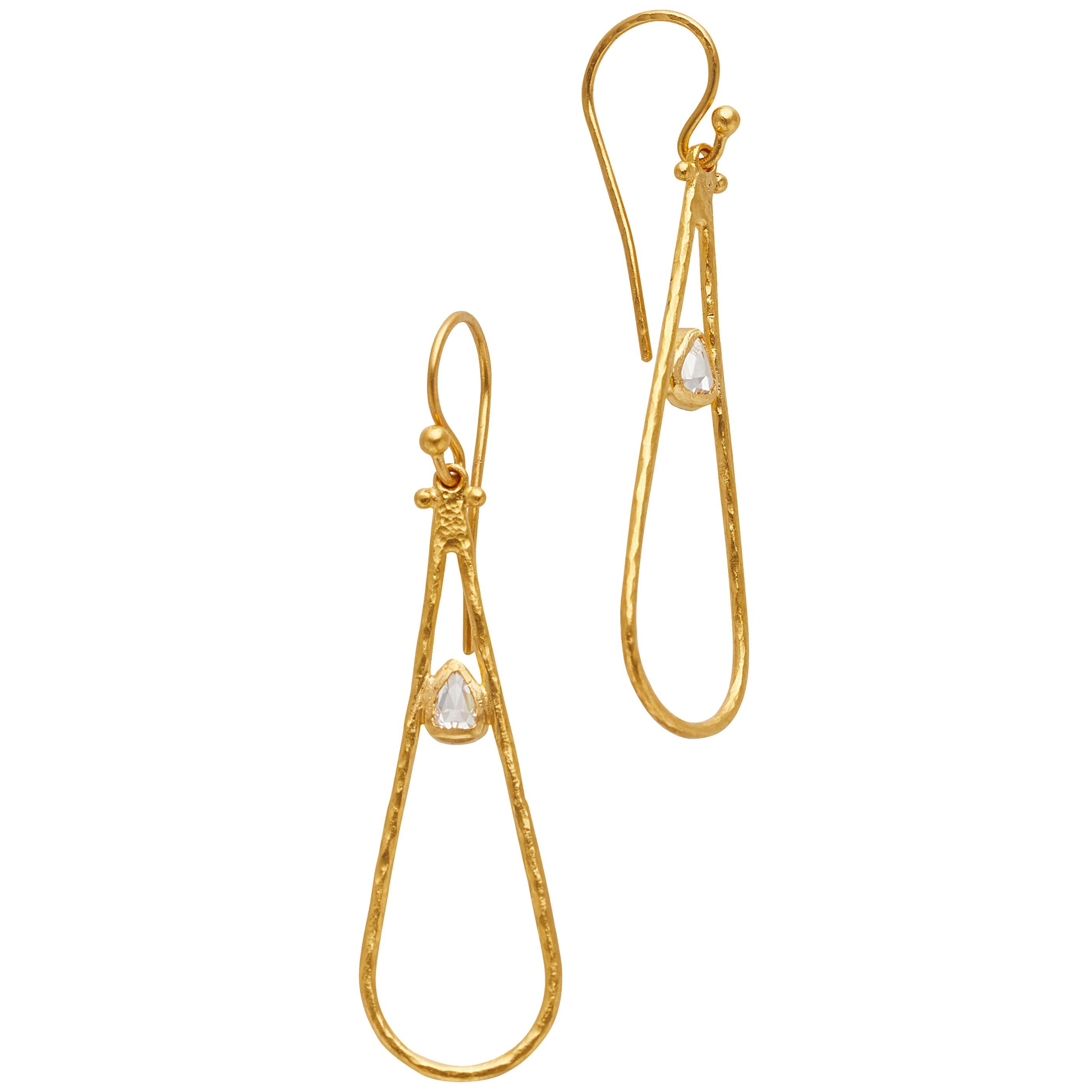 Gurhan 24 Karat Gold Diamond Teardrop Earrings