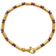 Vintage Gurhan 24 Karat Gold Ruby Beaded Bracelet