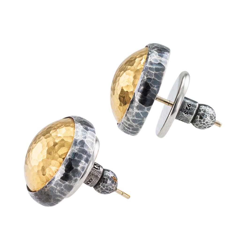 Contemporary Gurhan 24 Karat Gold Sterling Silver Round Stud Earrings