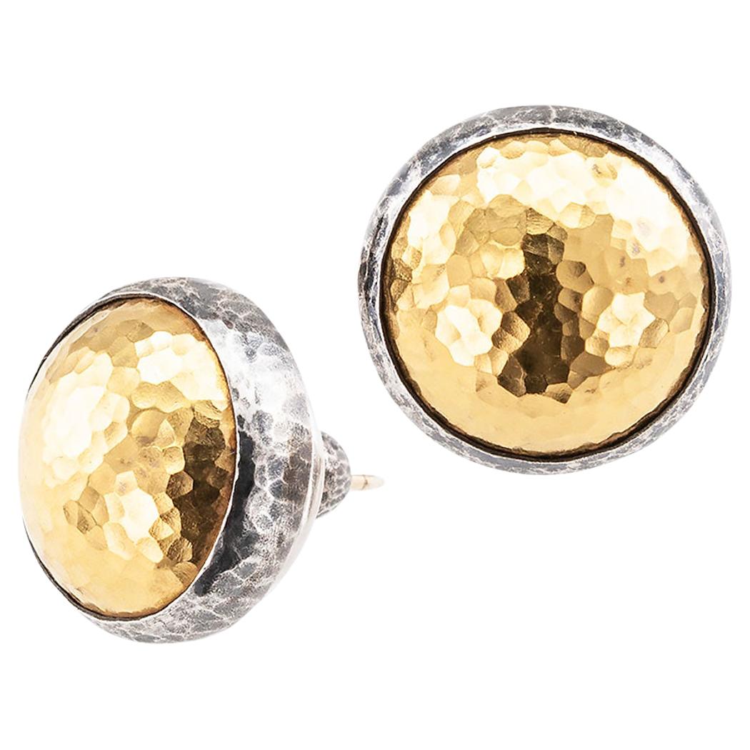 Gurhan 24 Karat Gold Sterling Silver Round Stud Earrings
