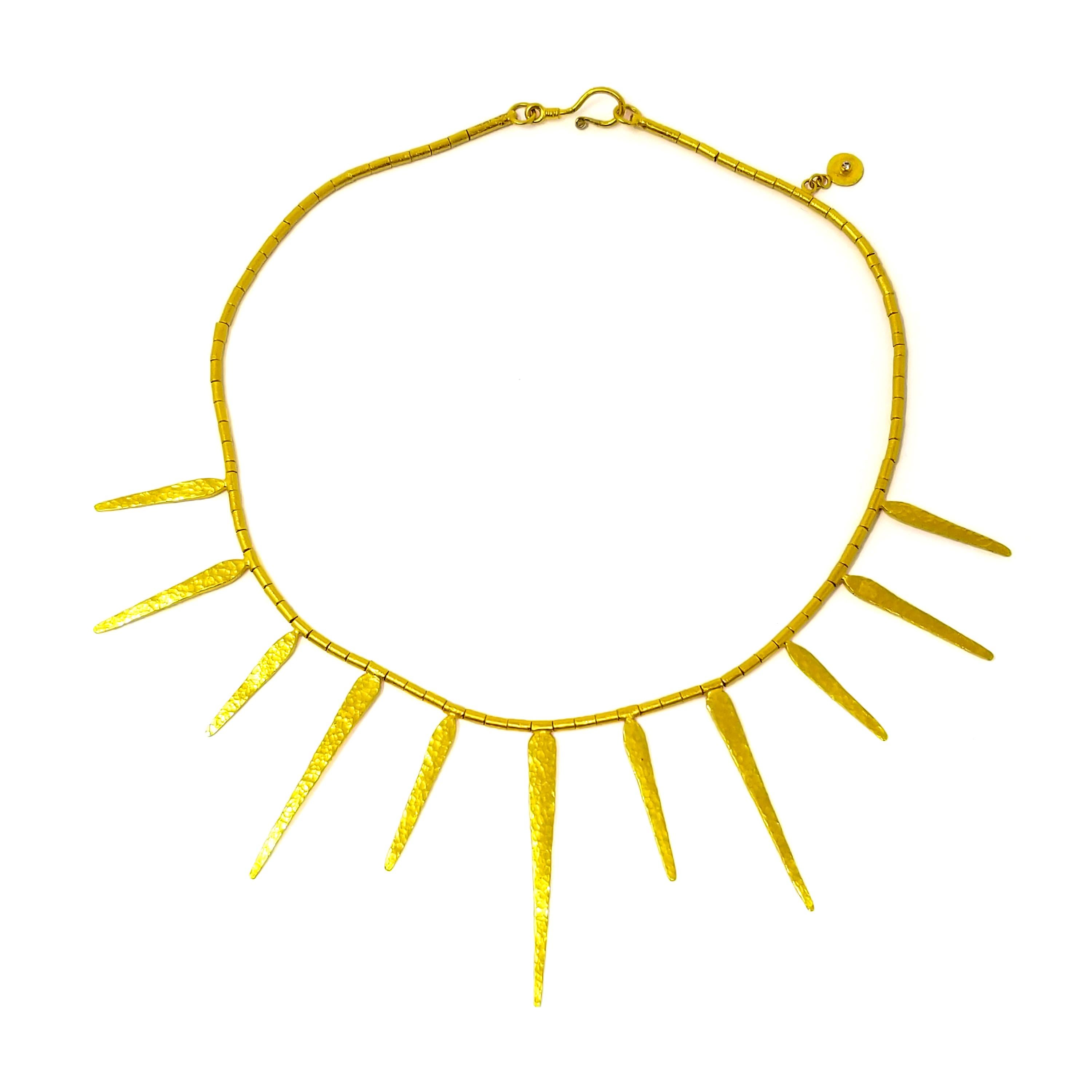 Contemporary Gurhan 24 Karat Gold Sunray Necklace