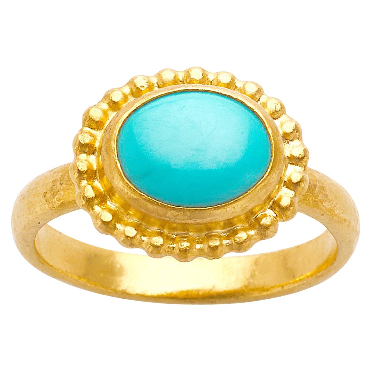 Gurhan 24 Karat Gold Turquoise Ring