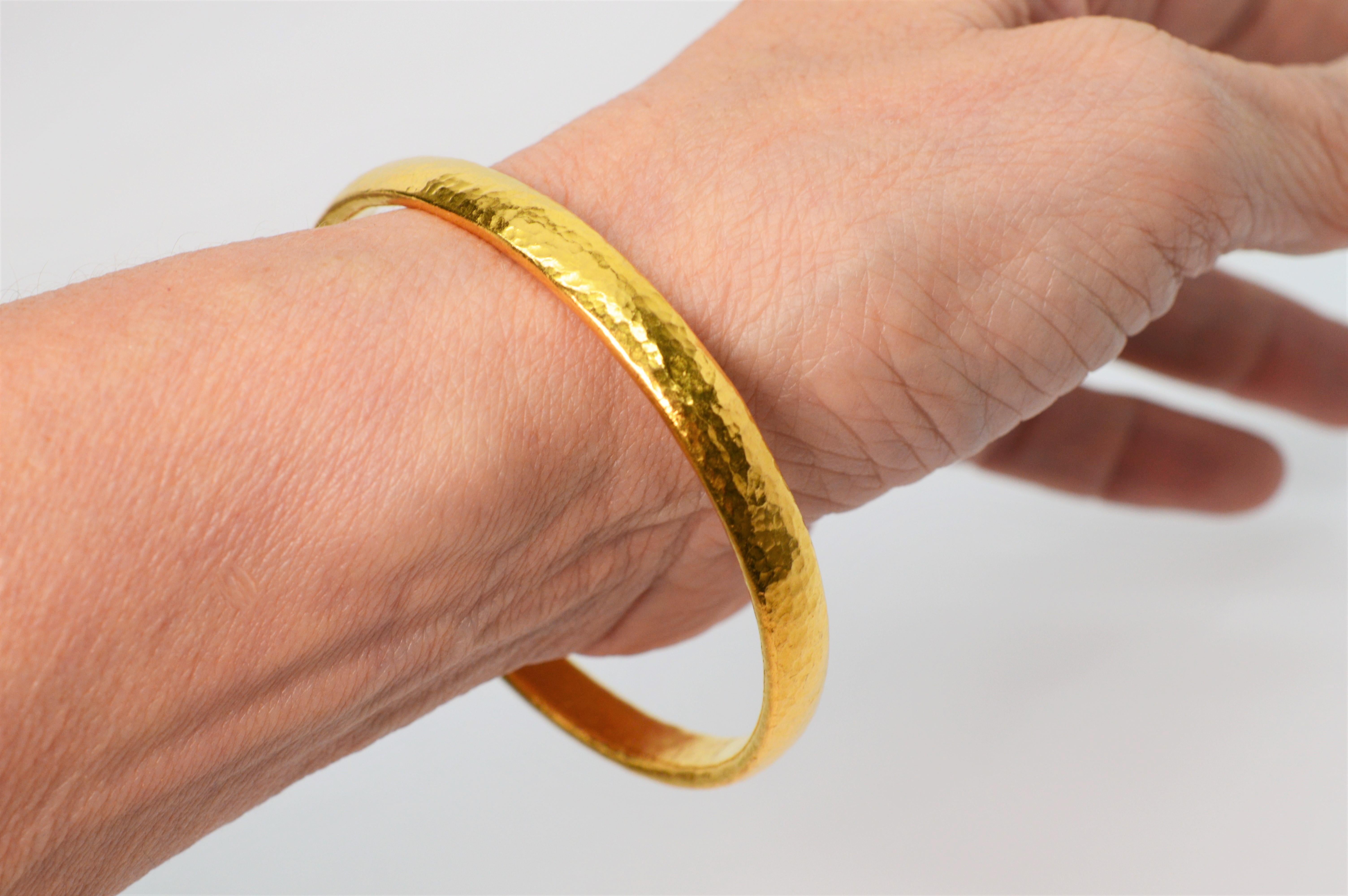 Gurhan 24 Karat Hammered Yellow Gold Bangle Bracelet 1