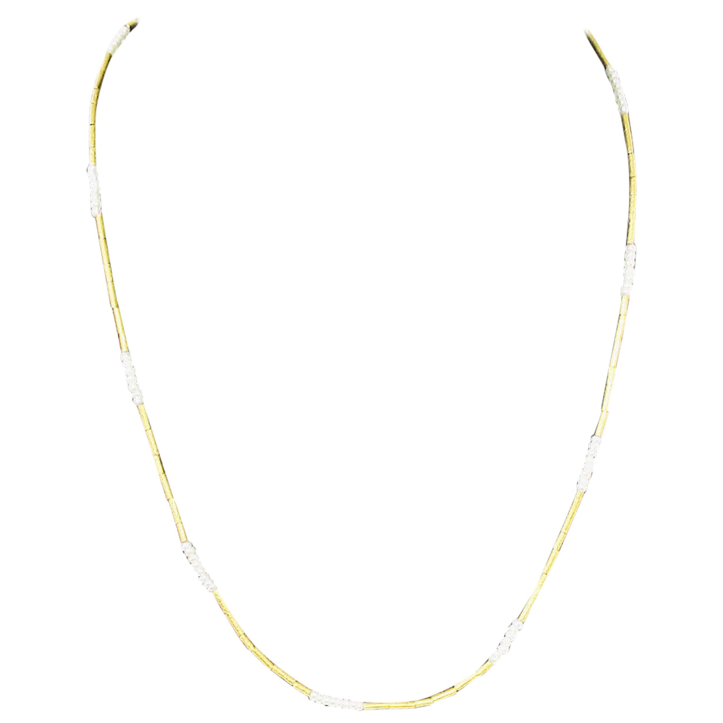 Gurhan 24 Karat Hammered Yellow Gold Seed Pearl Beaded Station Necklace