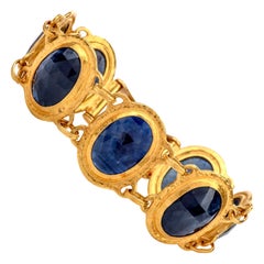 Gurhan 24 Karat Pure GoldBlue Sapphire Link Bracelet