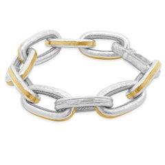 Gurhan 24 Karat Yellow Gold and Sterling Silver Oval Link Bracelet Gurhan 24 Karat Yellow Gold and Sterling Silver Oval Link Bracelet