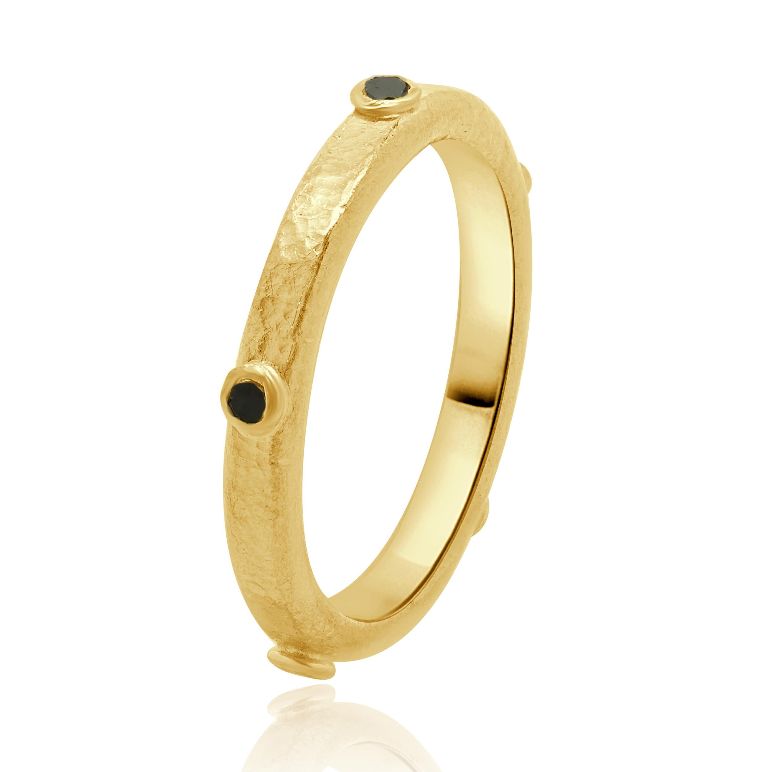 Gurhan 24 Kilates Oro Amarillo Banda Hoopla Diamante Negro Corte redondo en venta