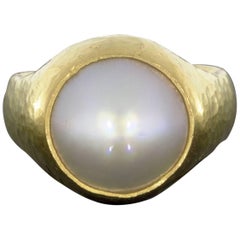 Gurhan 24 Karat Yellow Gold Mable White Pearl Ring