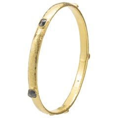 Gurhan 24 Karat Yellow Gold Multi Shape Black Diamond Bangle Bracelet