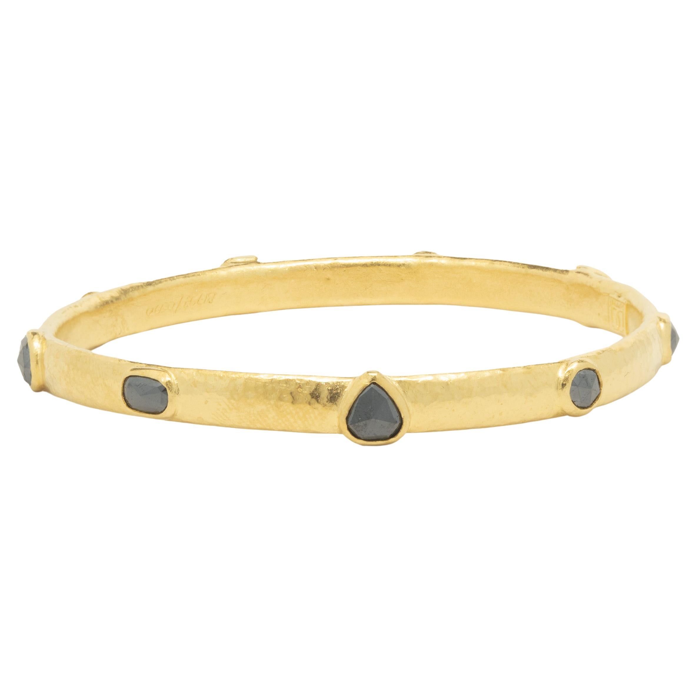 Gurhan 24 Karat Yellow Gold Multi Shape Black Diamond Bangle Bracelet