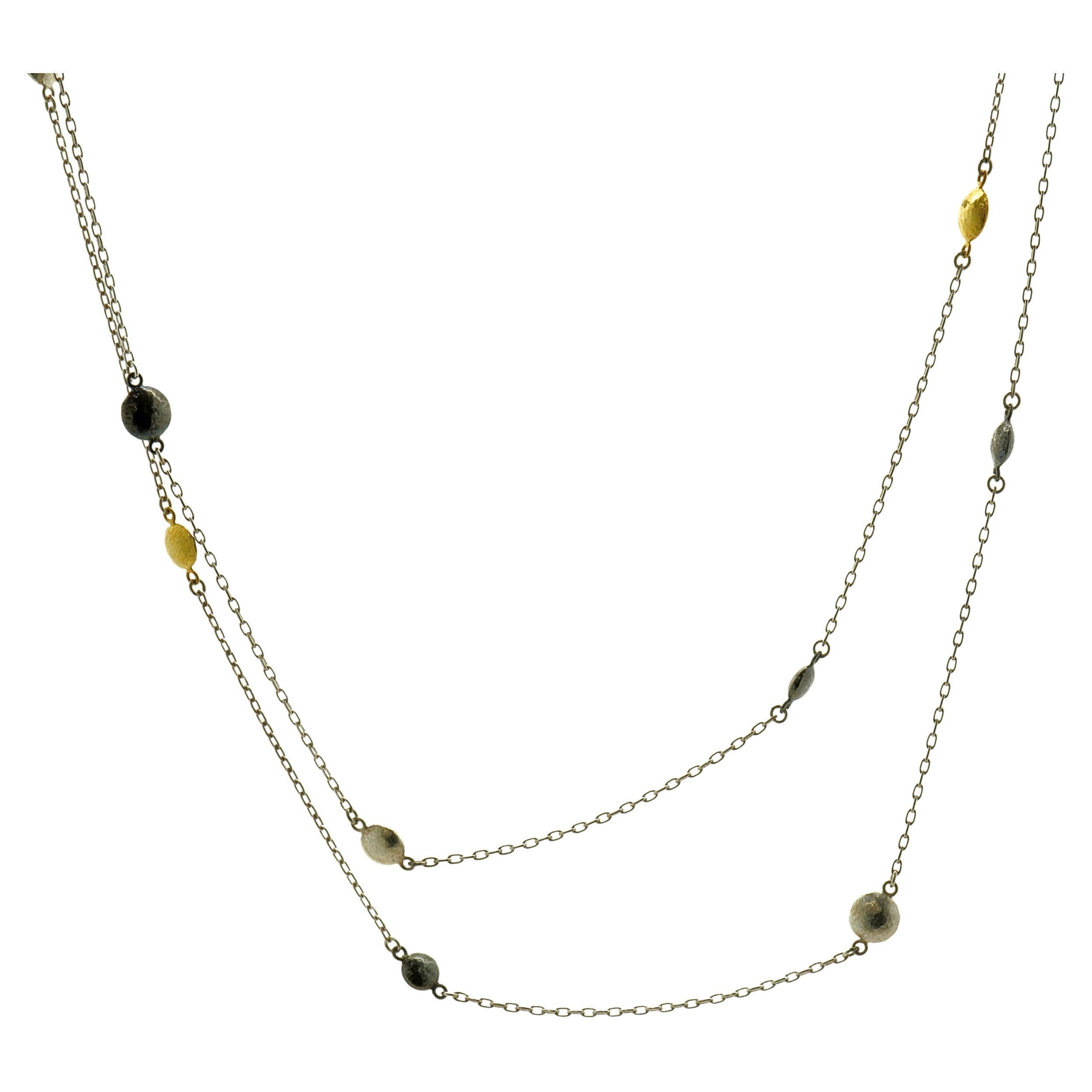 Gurhan Collar Estación de Bola de Oro Amarillo de 24 Kilates y Plata de Ley en venta