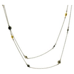 Gurhan Collar Estación de Bola de Oro Amarillo de 24 Kilates y Plata de Ley
