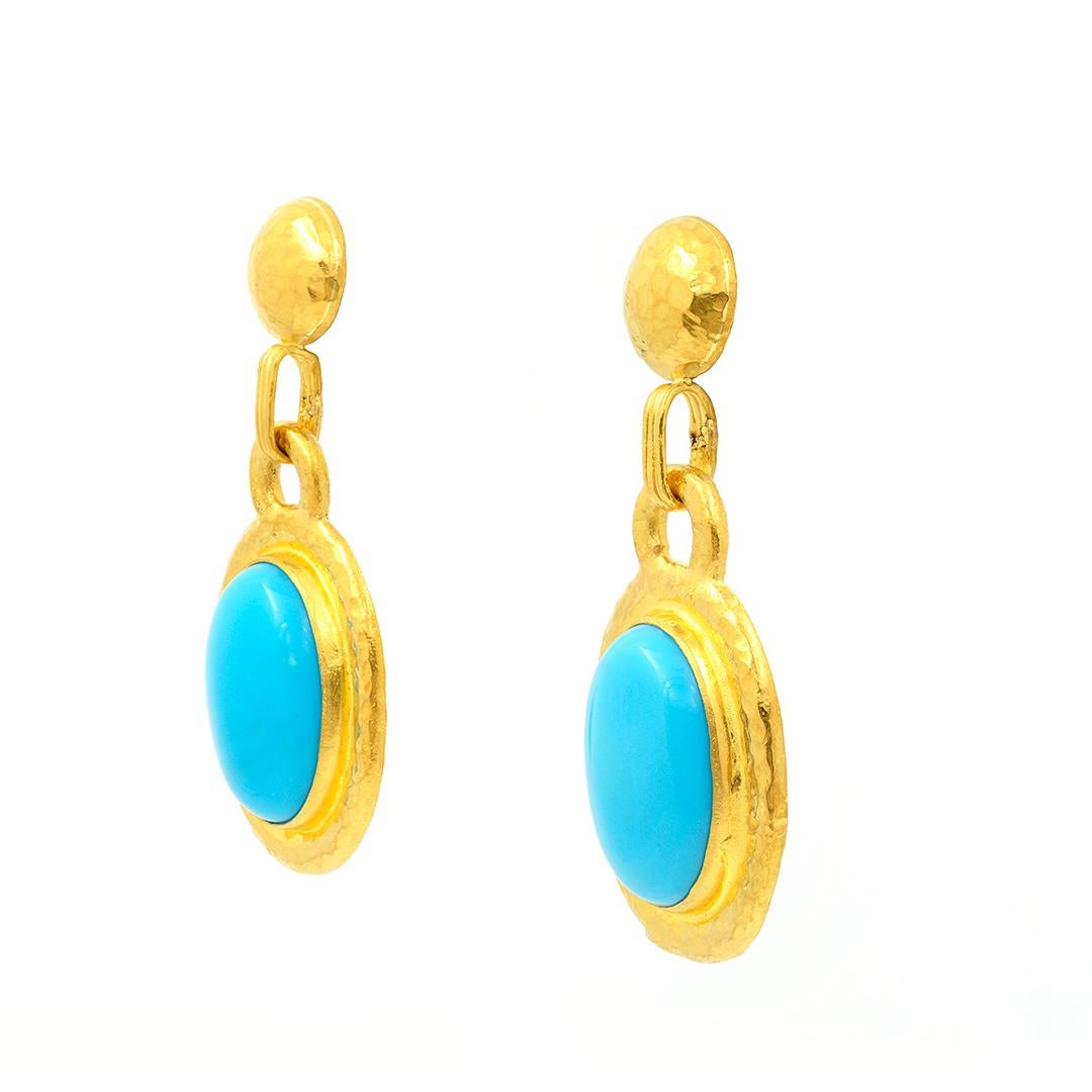 gold and turquoise drop earrings