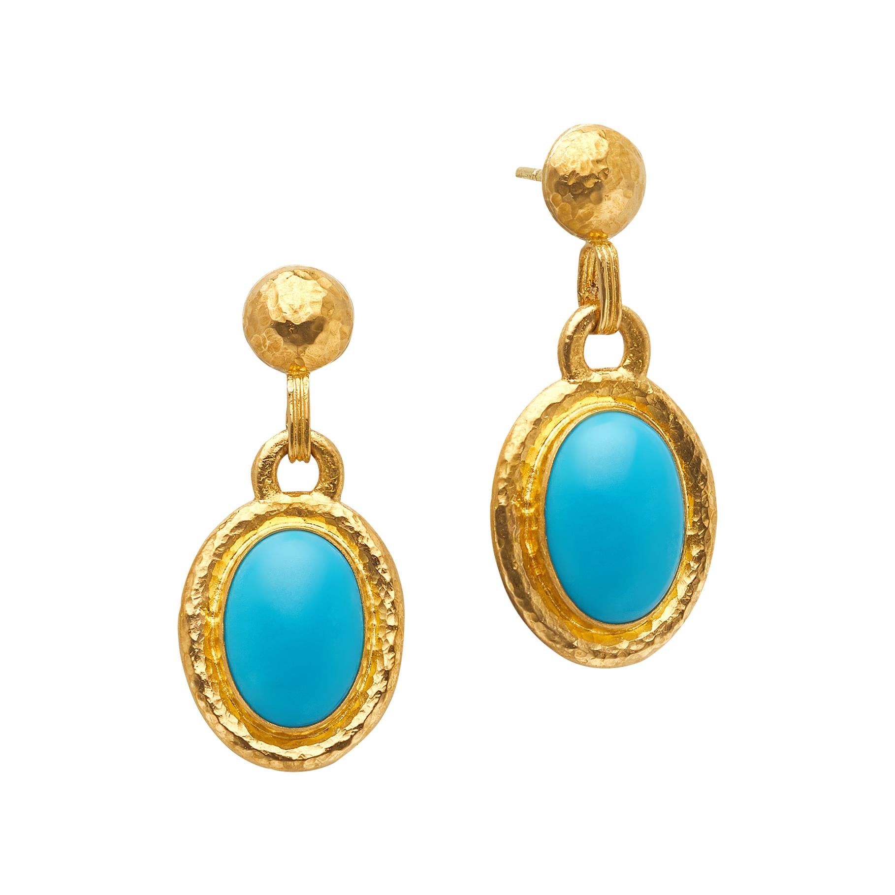 Gurhan 24 Karat Yellow Gold Turquoise Drop Earrings